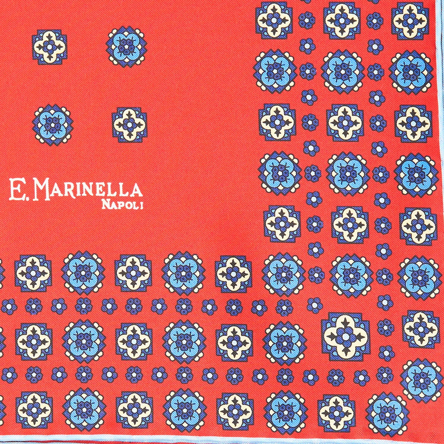 ORANGE HAND-PRINTED SILK POCKET SQUARE - Image 3