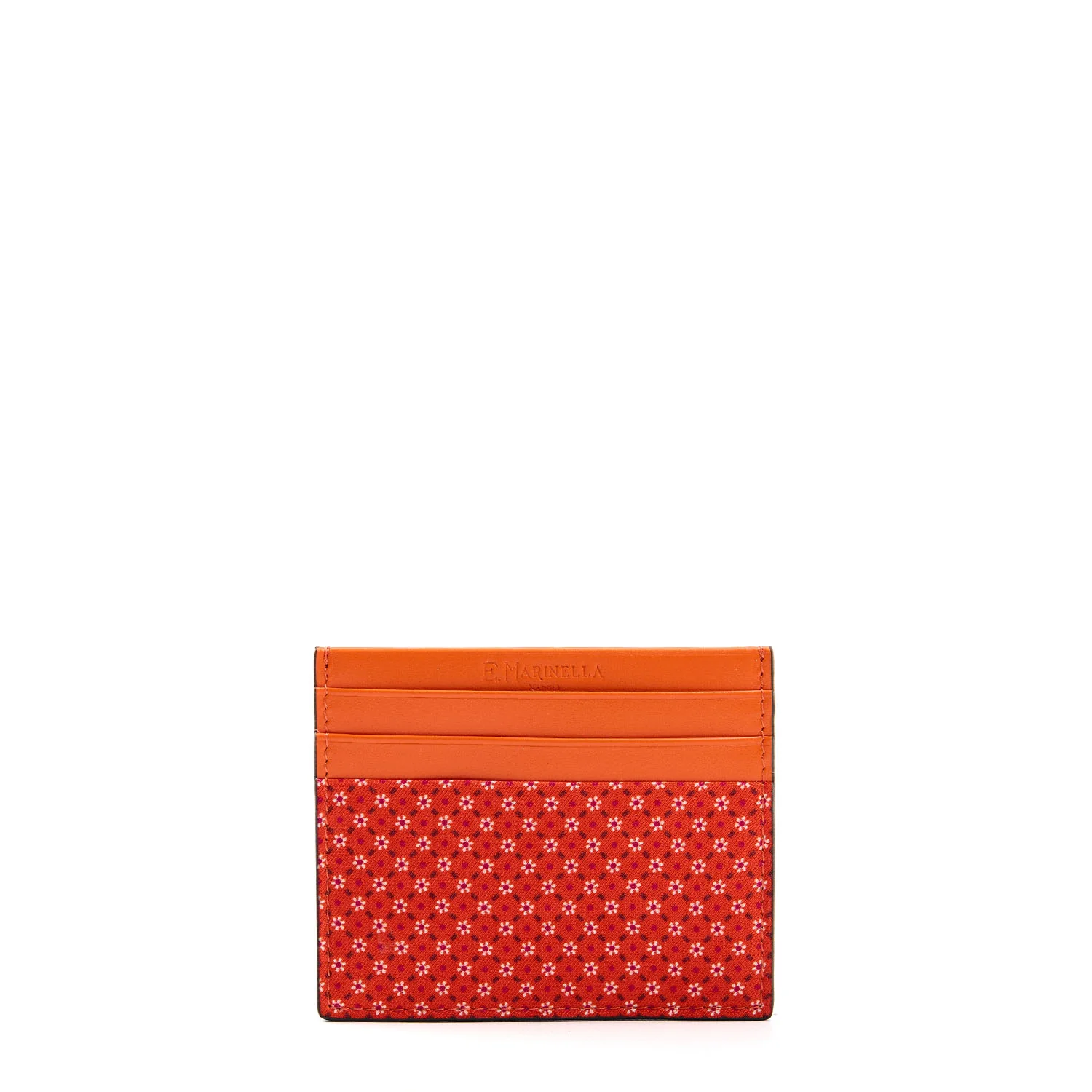 ORANGE LEATHER AND SILK CREDIT CARD HOLDER