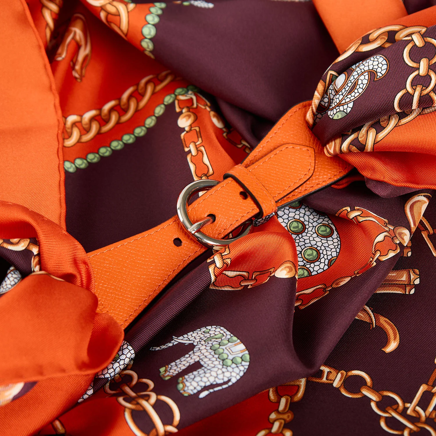 ORANGE LEATHER SCARF-BUCKLE - Image 3