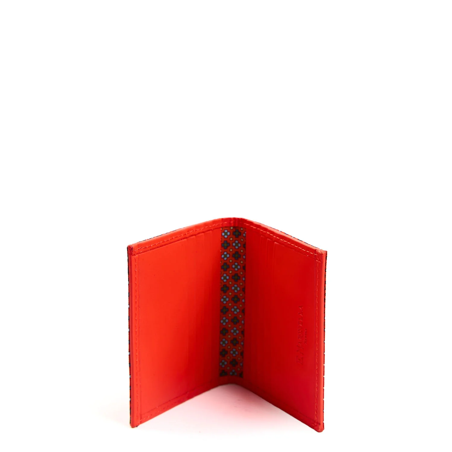 ORANGE SILK AND LEATHER FOLDING CARD HOLDER - Image 2