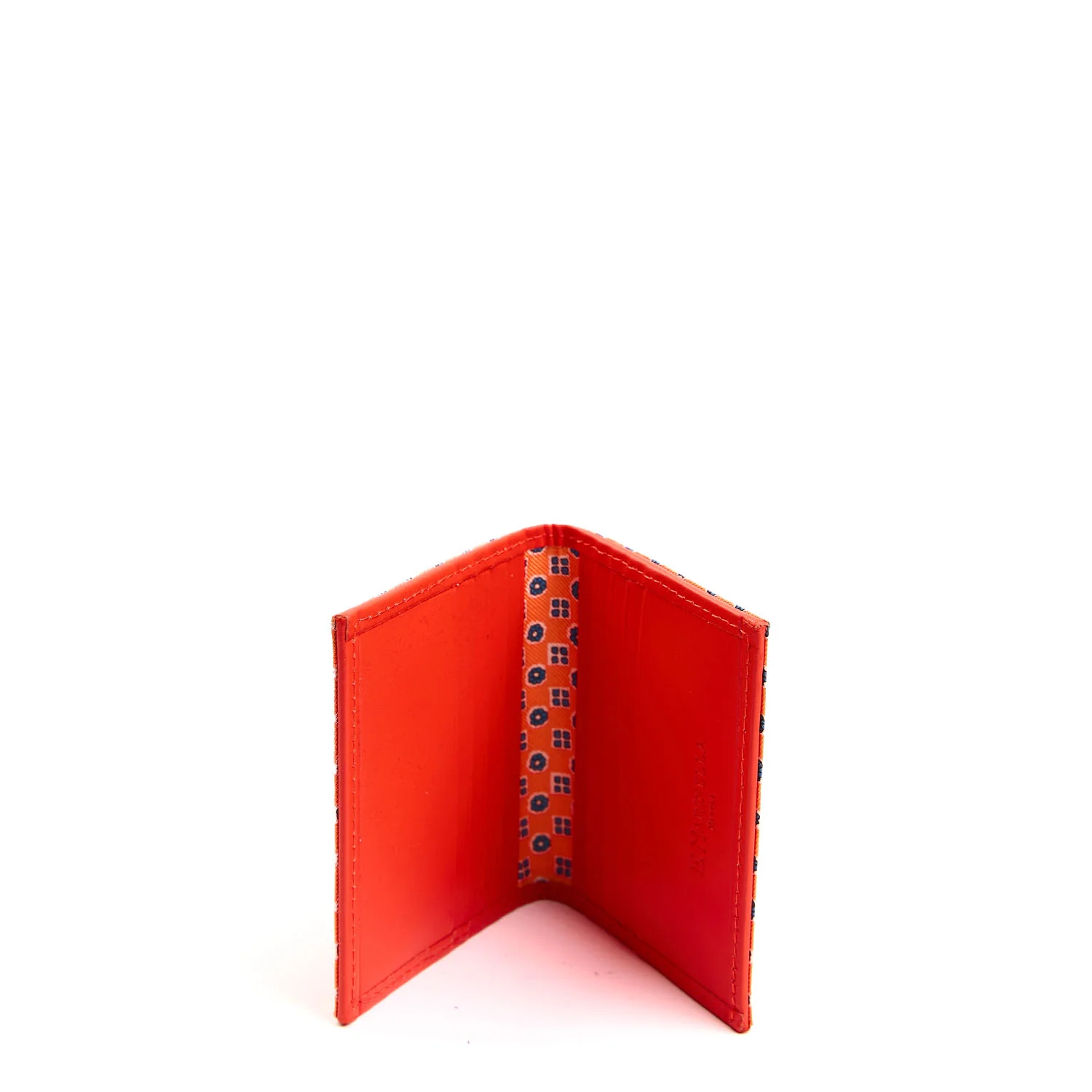 ORANGE SILK AND LEATHER FOLDING CARD HOLDER - Image 2