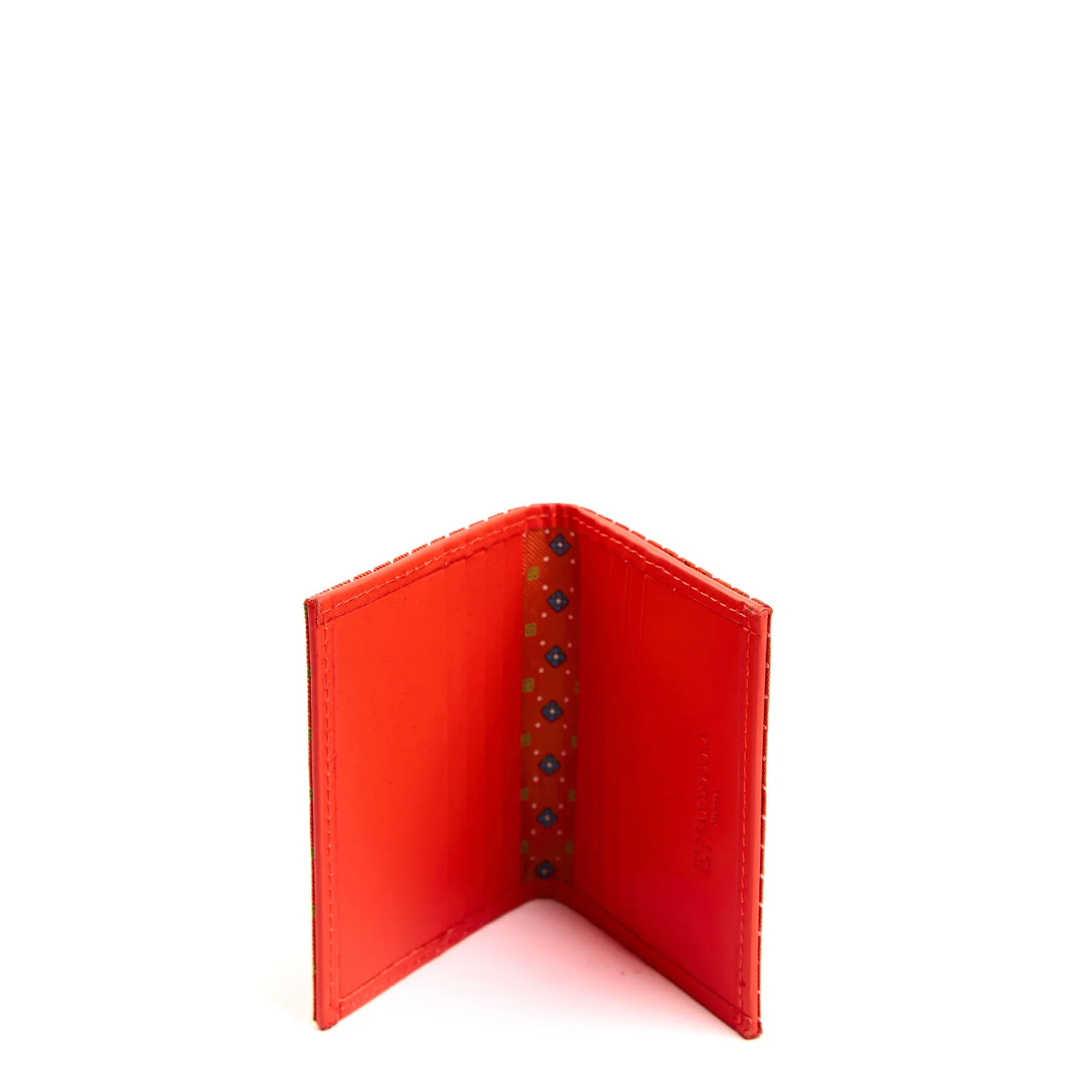 ORANGE SILK AND LEATHER FOLDING CARD HOLDER - Image 2