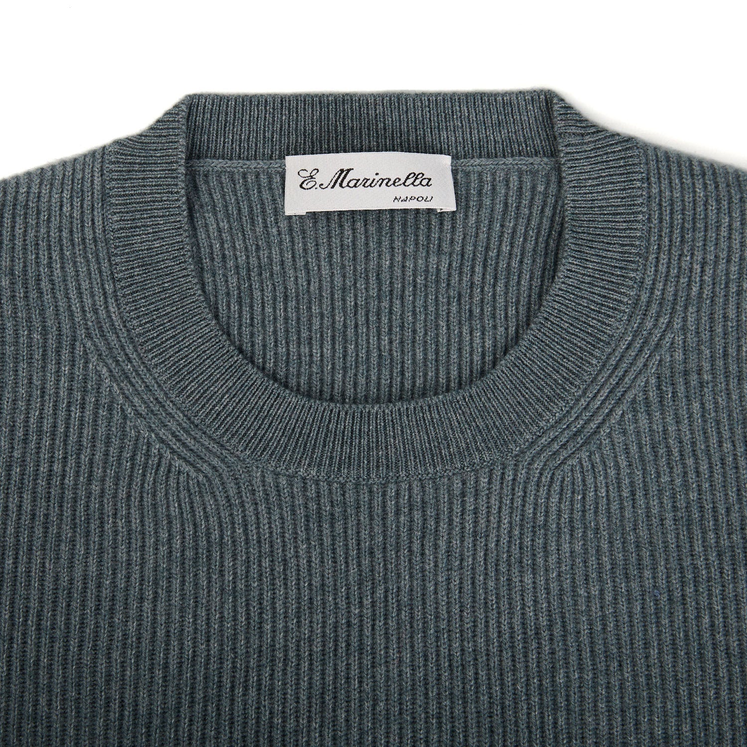 PETROL GREEN RIBBED CREWNECK SWEATER - Image 3