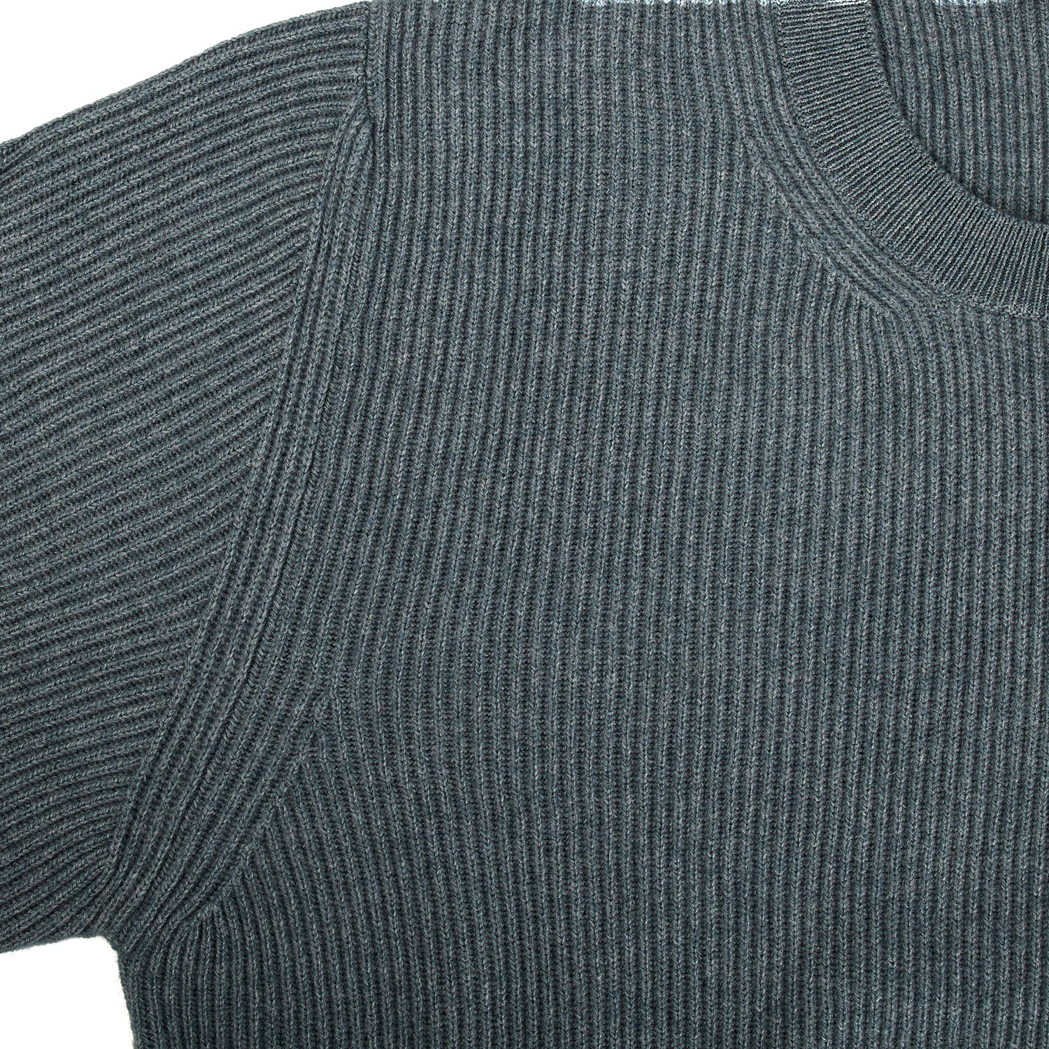 PETROL GREEN RIBBED CREWNECK SWEATER - Image 4
