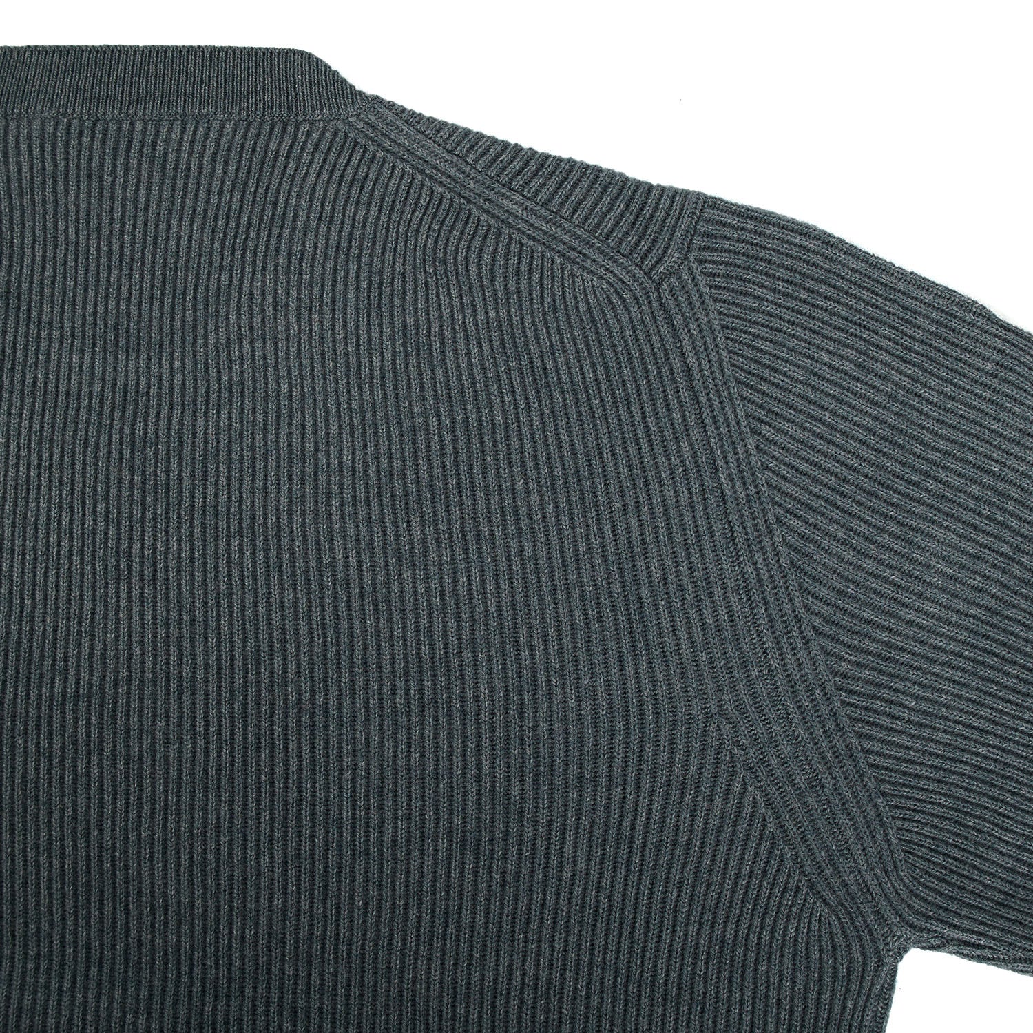 PETROL GREEN RIBBED CREWNECK SWEATER - Image 6