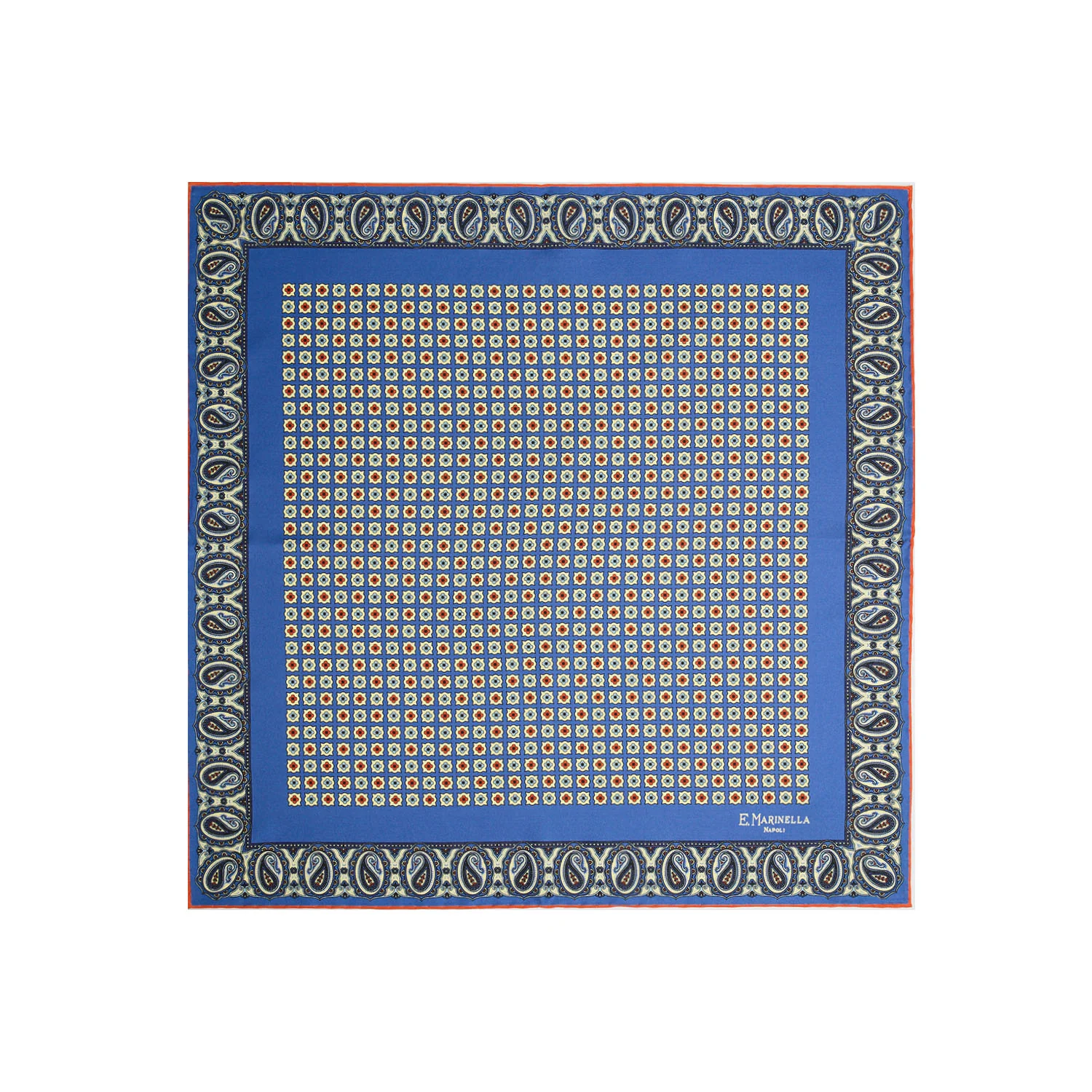 POWDER BLUE HAND-PRINTED SILK POCKET SQUARE