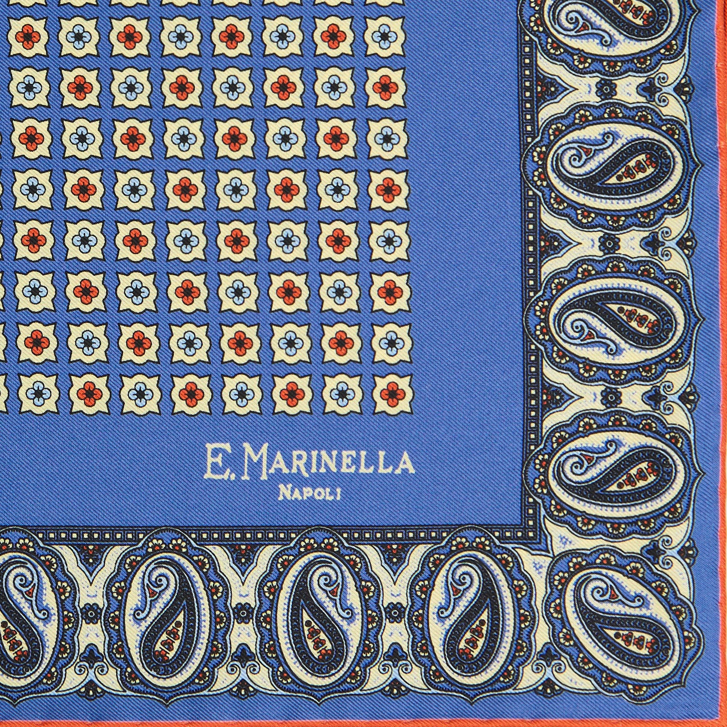 POWDER BLUE HAND-PRINTED SILK POCKET SQUARE - Image 3