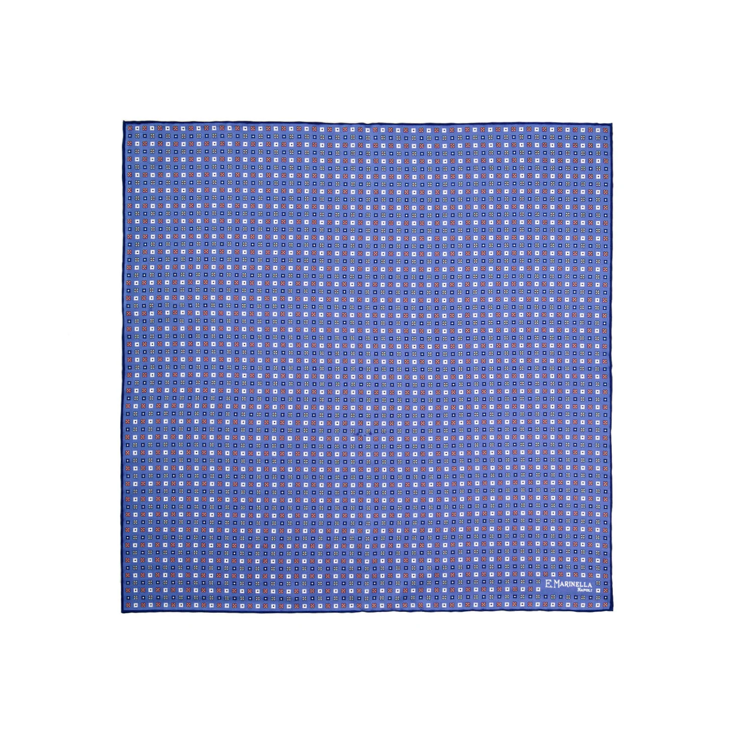 POWDER BLUE HAND-PRINTED SILK POCKET SQUARE