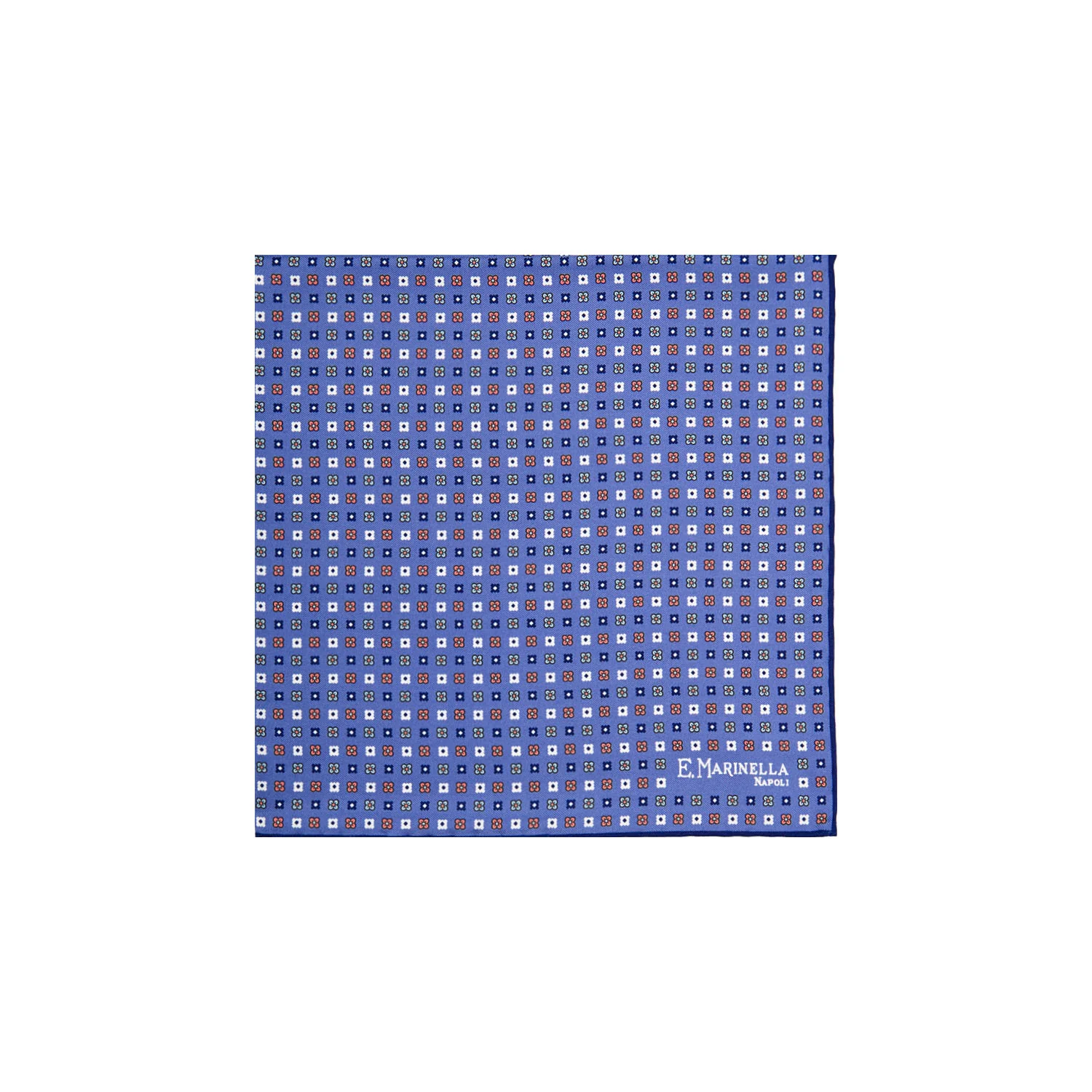 POWDER BLUE HAND-PRINTED SILK POCKET SQUARE - Image 2