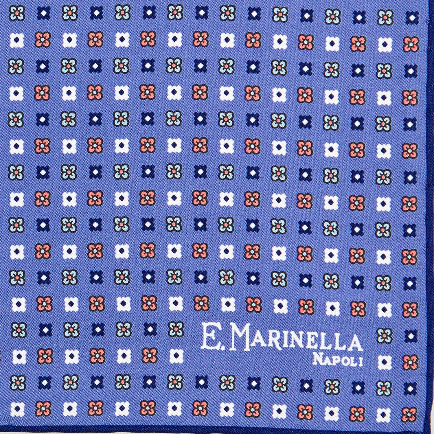 POWDER BLUE HAND-PRINTED SILK POCKET SQUARE - Image 3