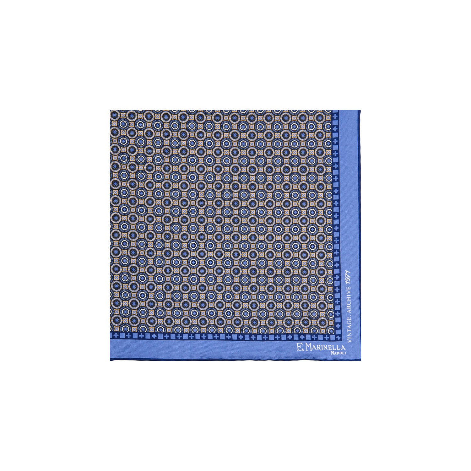 POWDER BLUE HAND-PRINTED SILK POCKET SQUARE - Image 2