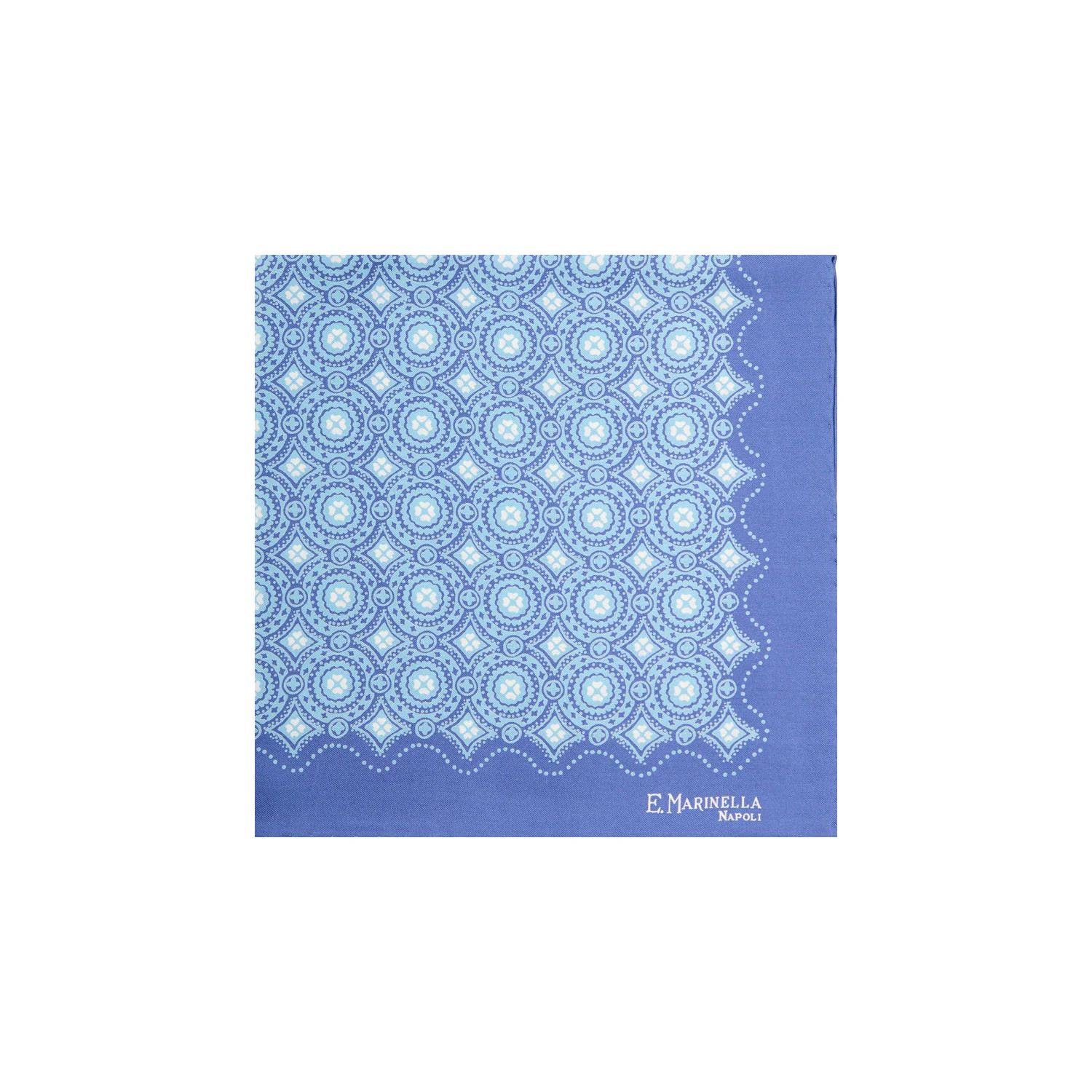 POWDER BLUE HAND-PRINTED SILK POCKET SQUARE - Image 2