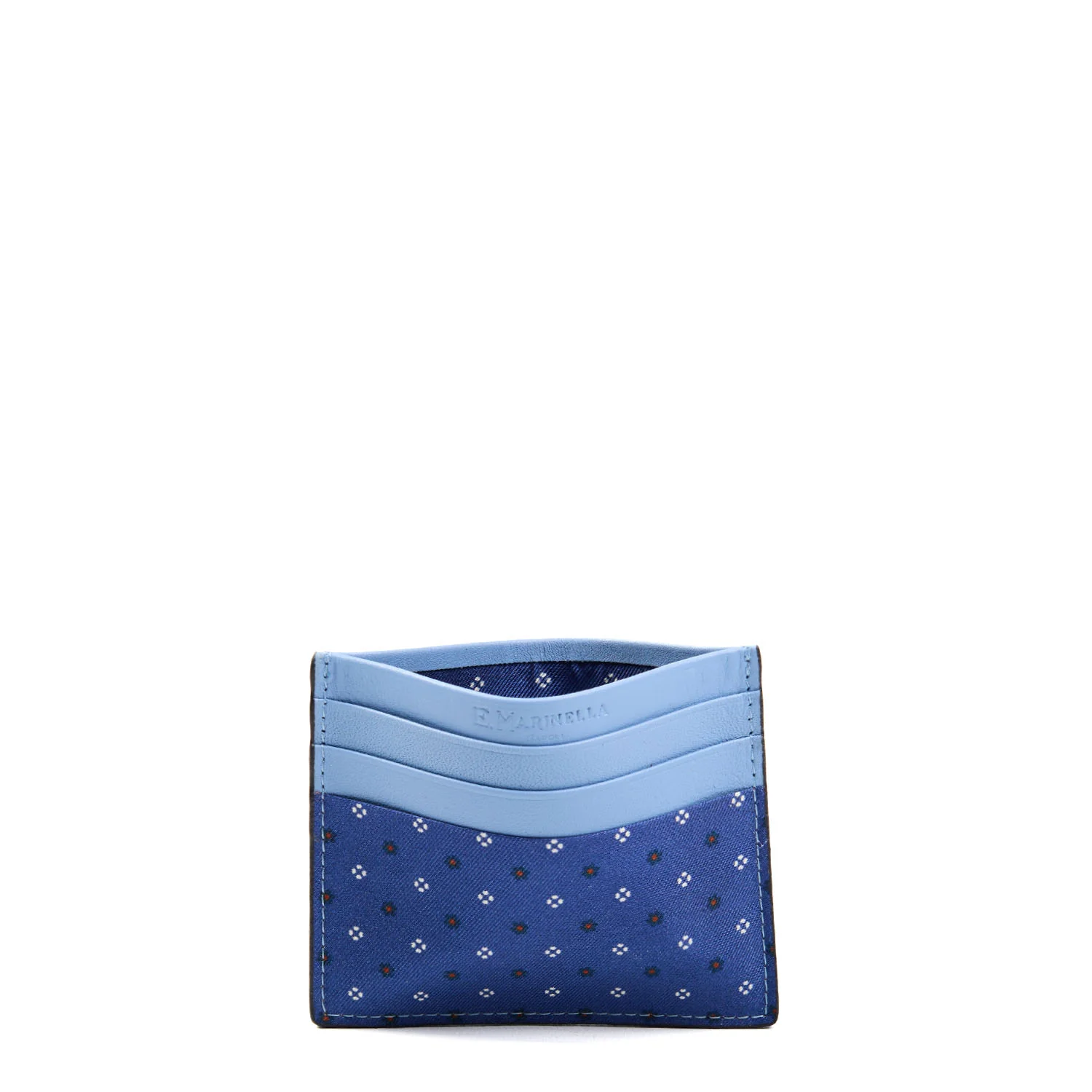 POWDER BLUE LEATHER AND SILK CREDIT CARD HOLDER - Image 2