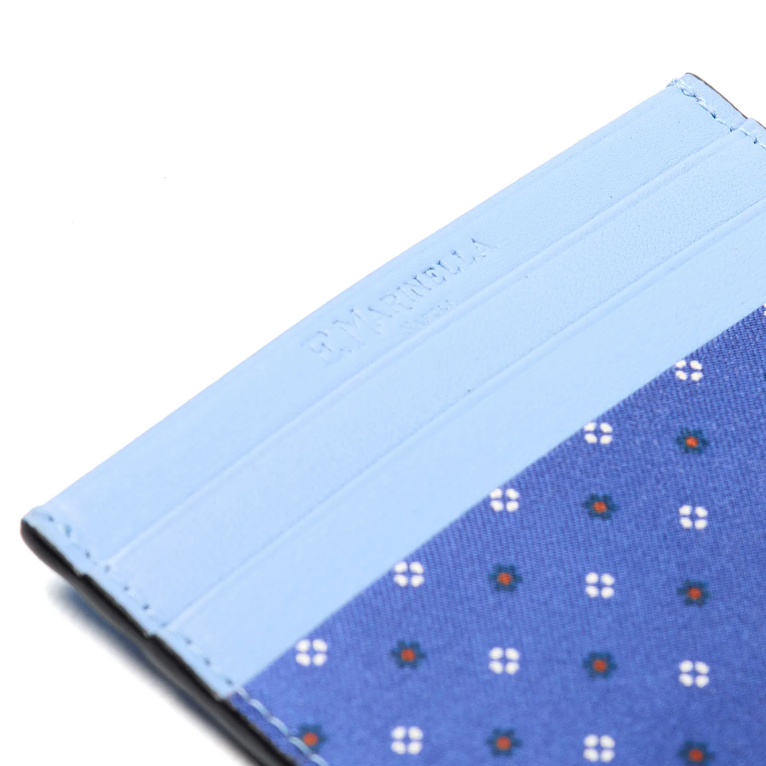POWDER BLUE LEATHER AND SILK CREDIT CARD HOLDER - Image 4