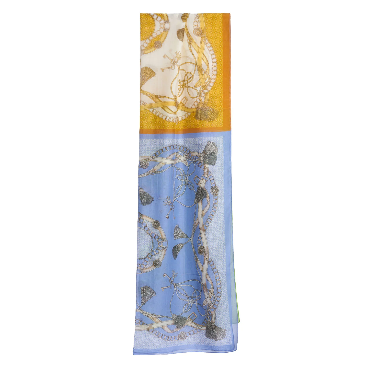 POWDER BLUE STOLE IN COTTON VOILE AND SILK