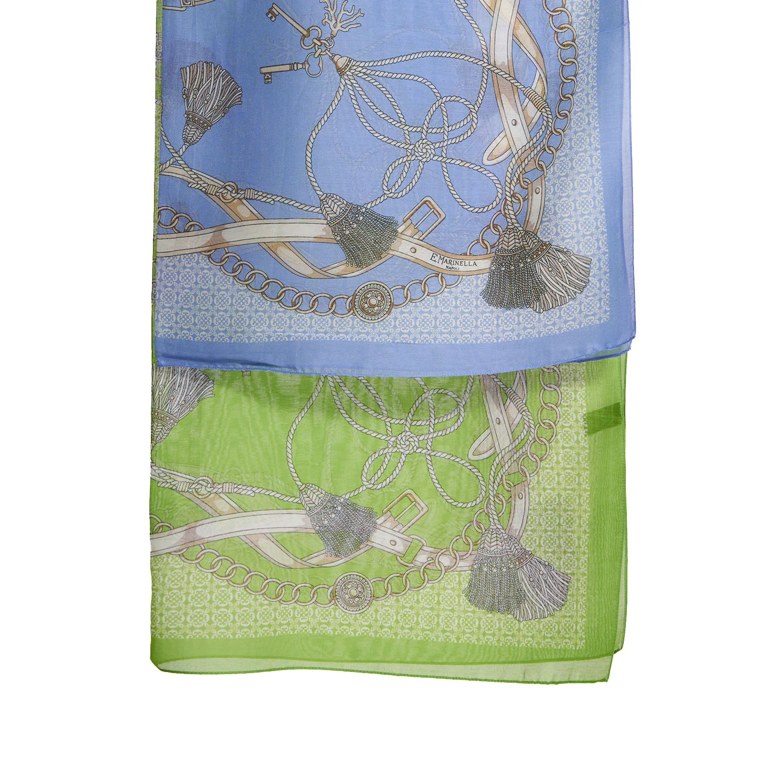 POWDER BLUE STOLE IN COTTON VOILE AND SILK - Image 2