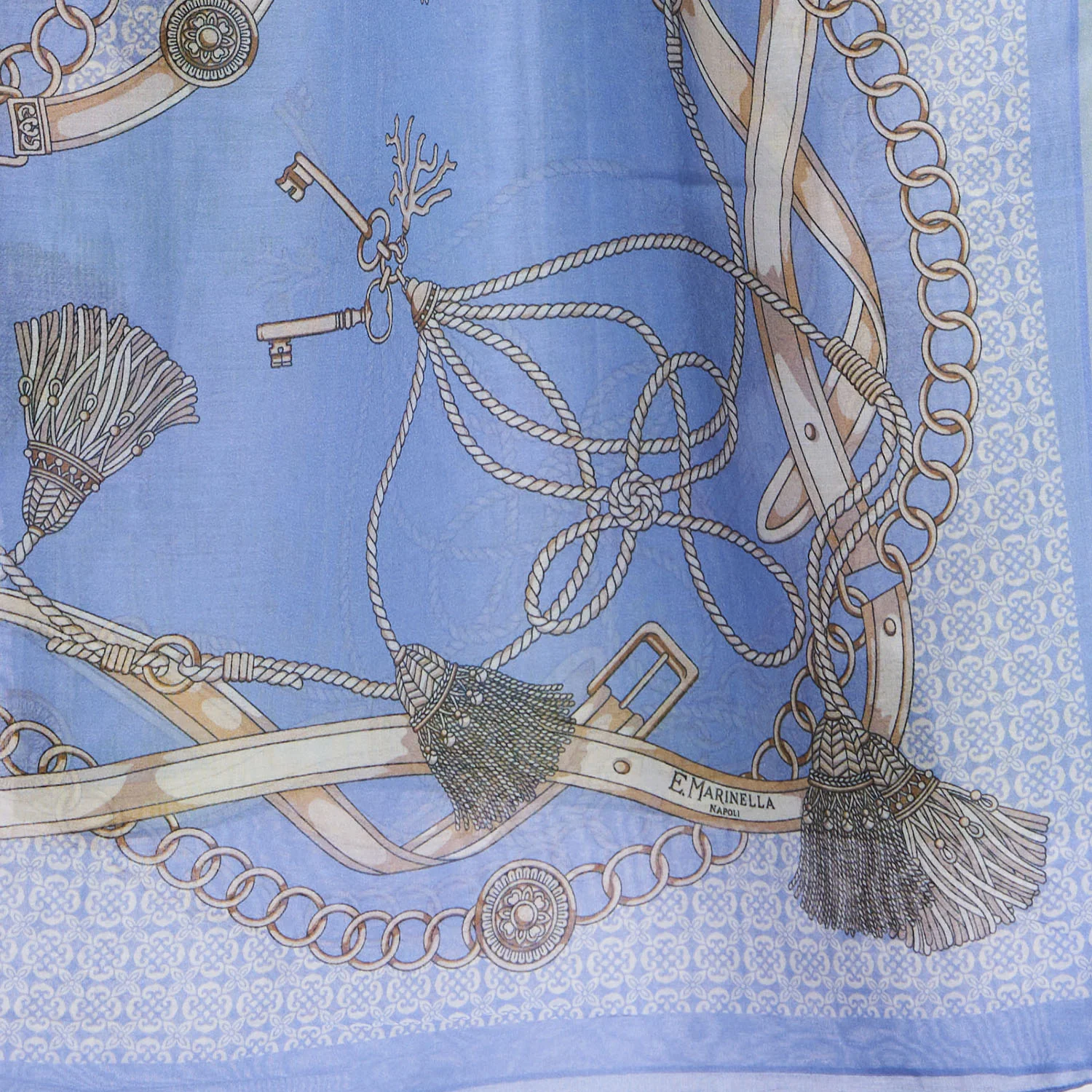 POWDER BLUE STOLE IN COTTON VOILE AND SILK - Image 3