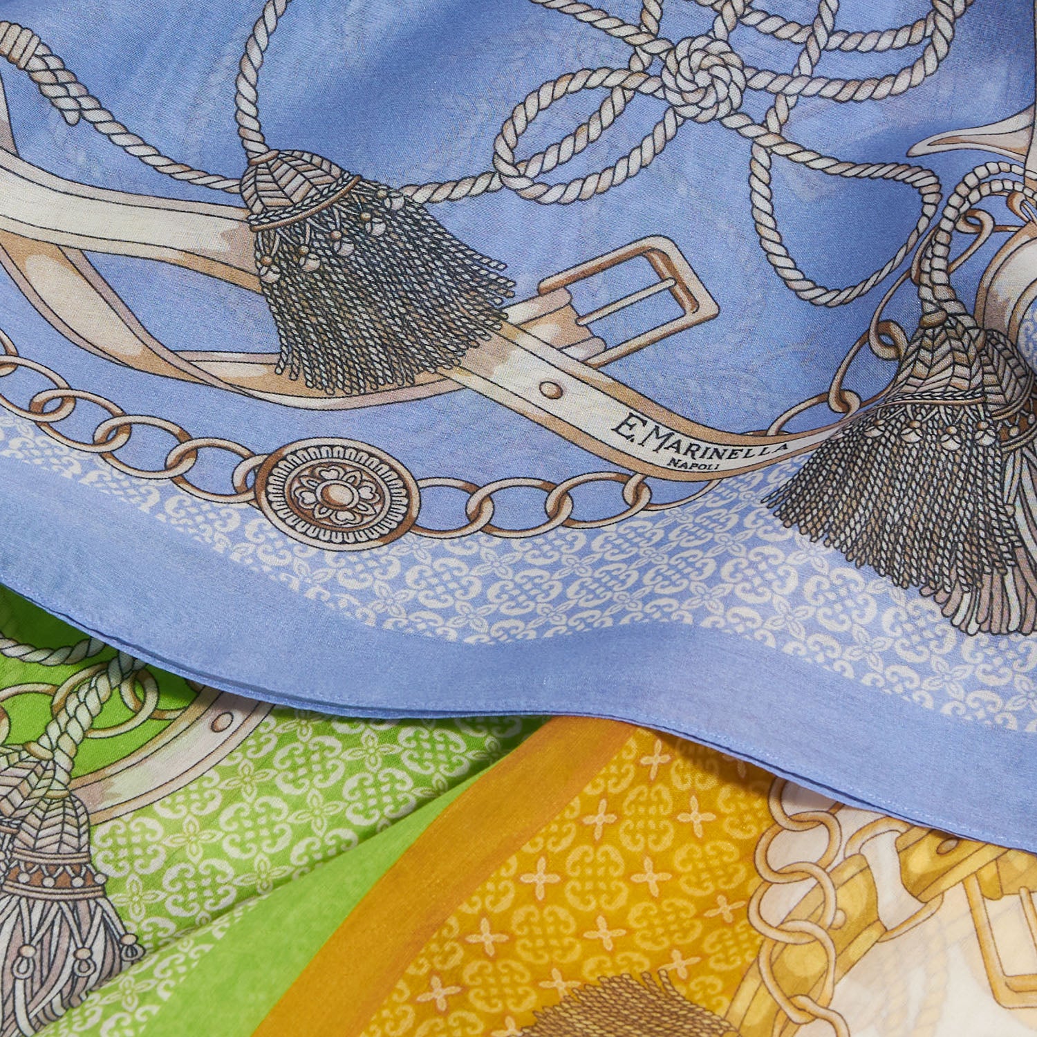 POWDER BLUE STOLE IN COTTON VOILE AND SILK - Image 4