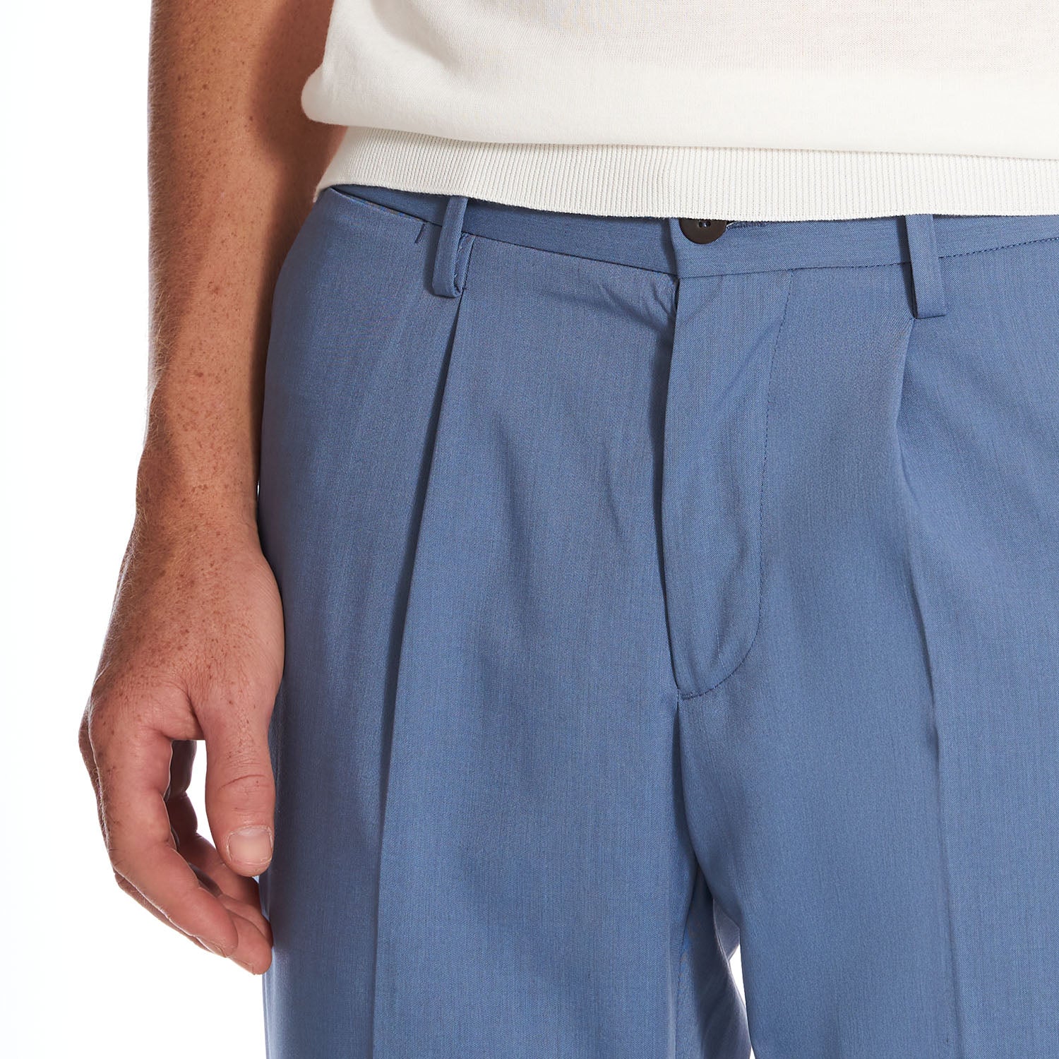POWDER BLUE STRETCH TROUSERS - Image 3