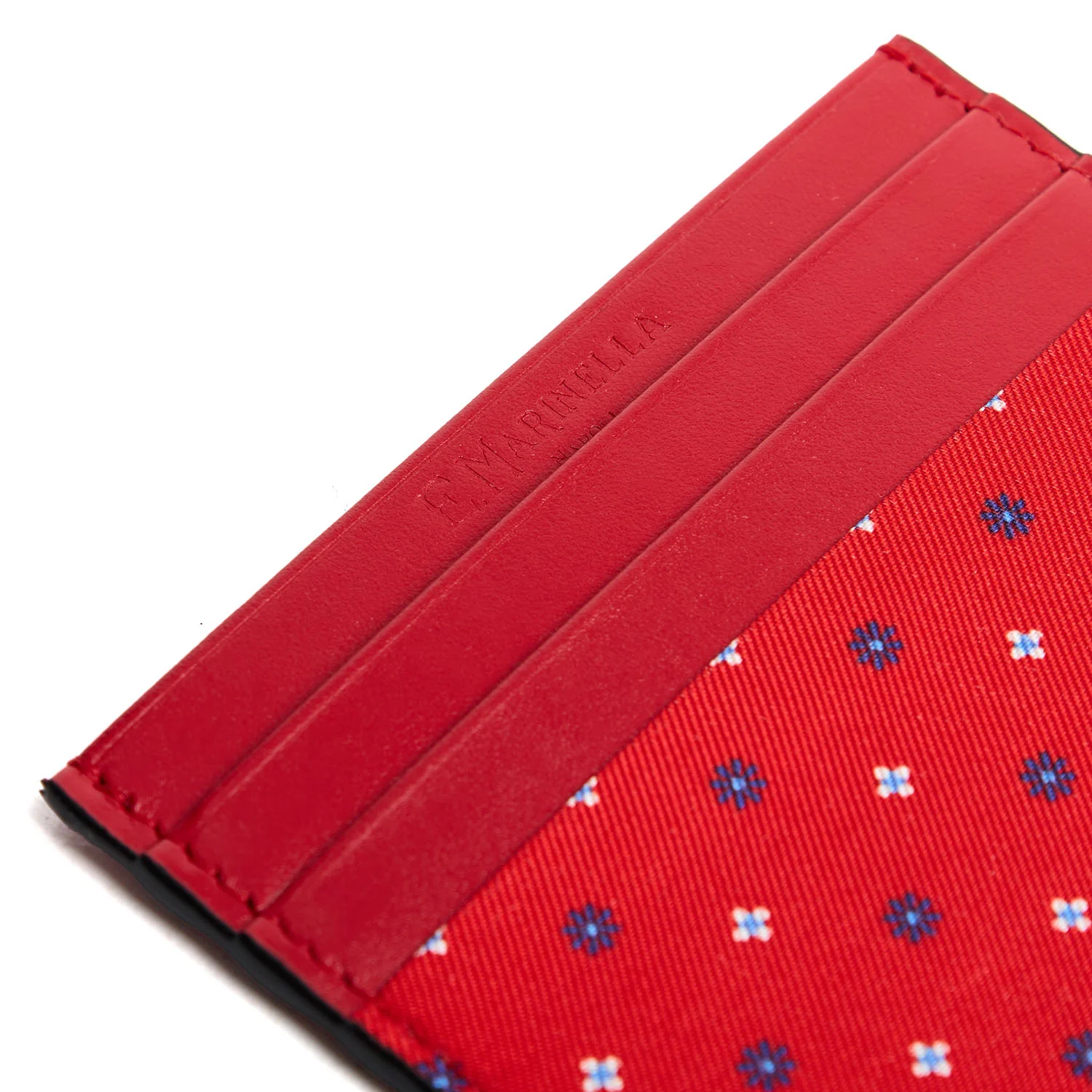 RED LEATHER AND SILK CREDIT CARD HOLDER - Image 4