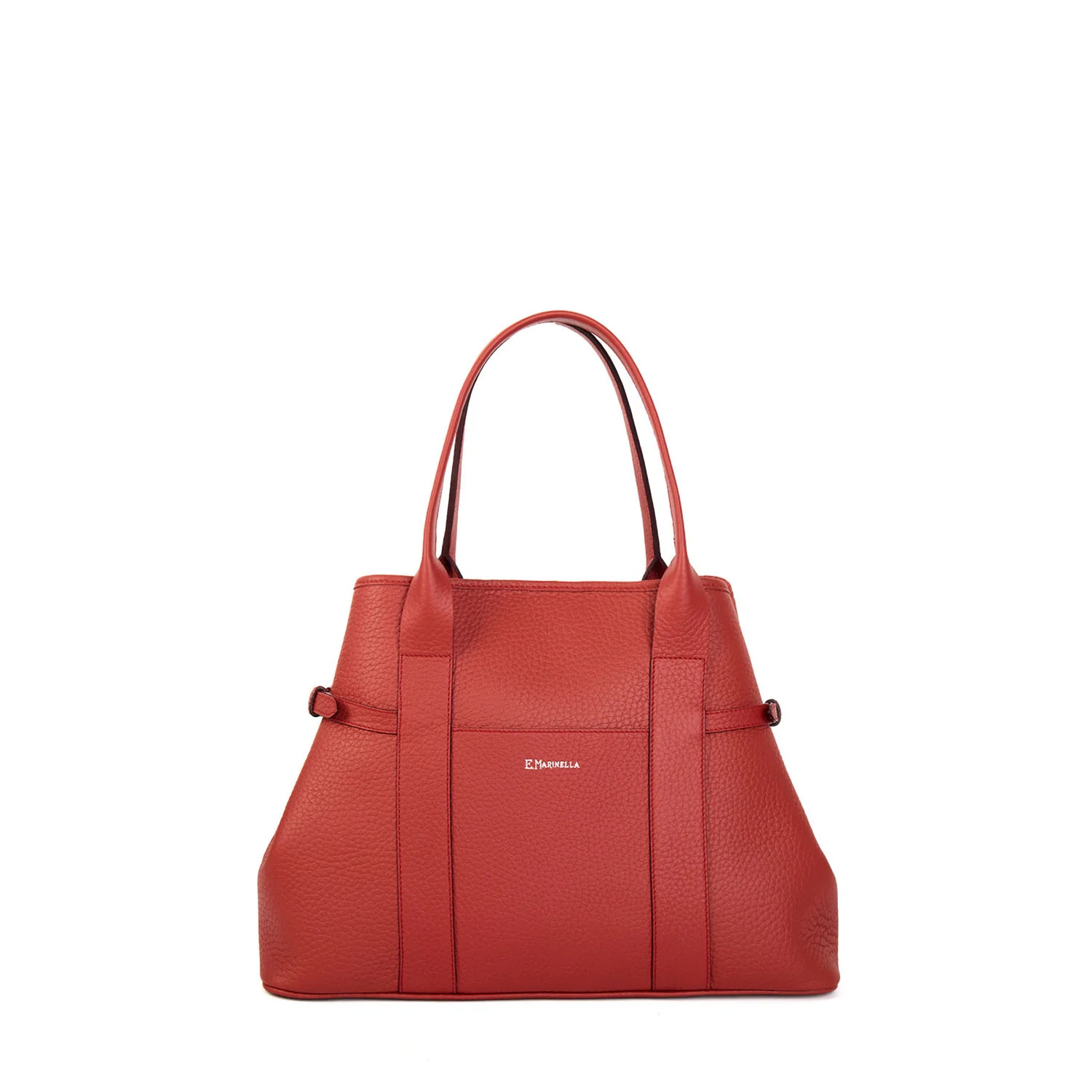 RED MIDI TOTE BAG SIDE BUCKLES