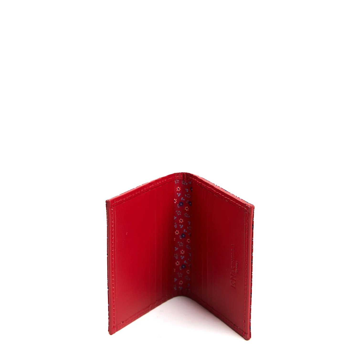 RED SILK AND LEATHER FOLDING CARD HOLDER - Image 2