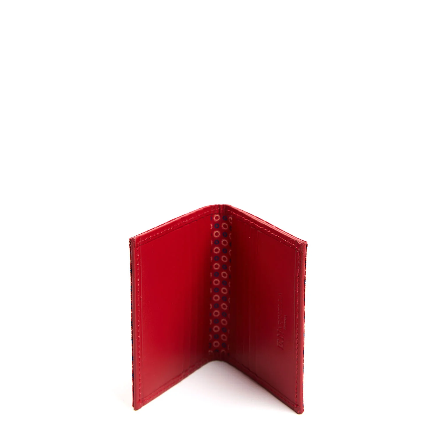 RED SILK AND LEATHER FOLDING CARD HOLDER - Image 2