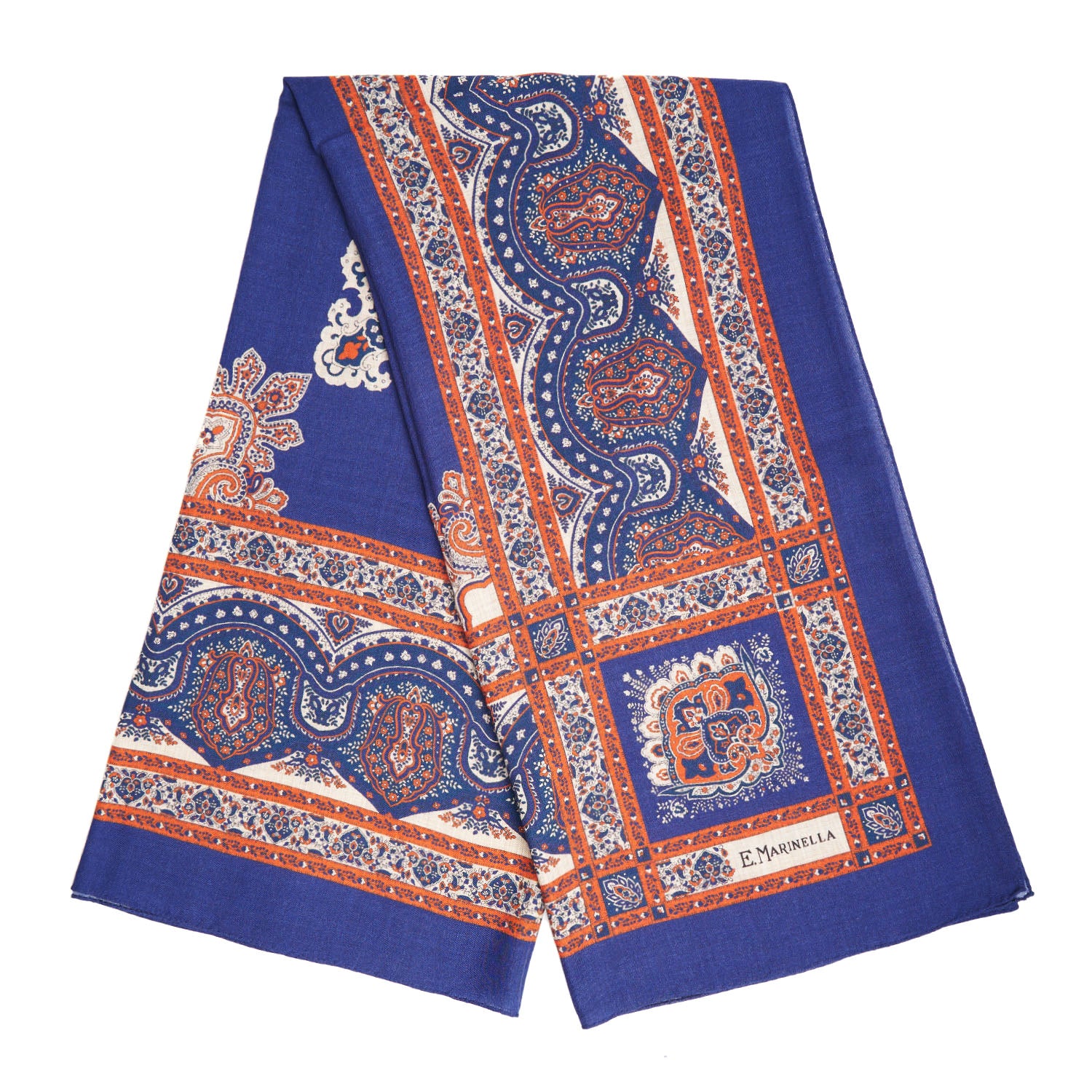 SOFT BLUE AND BROWN WOOL STOLE - Image 4