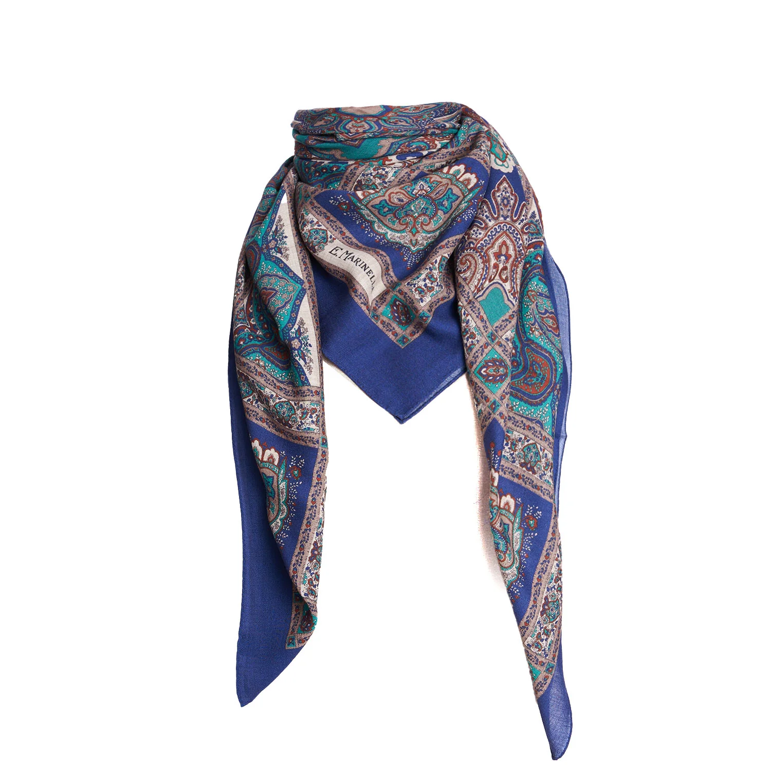 GREEN AND SOFT BLUE WOOL STOLE - Image 2
