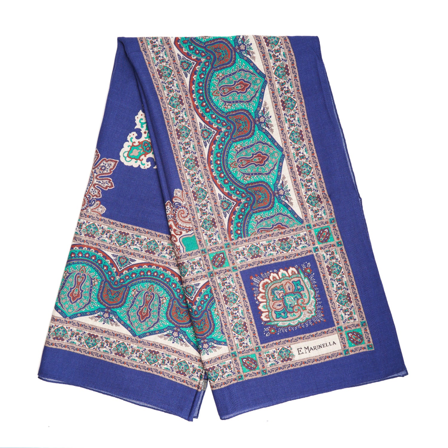 GREEN AND SOFT BLUE WOOL STOLE - Image 4