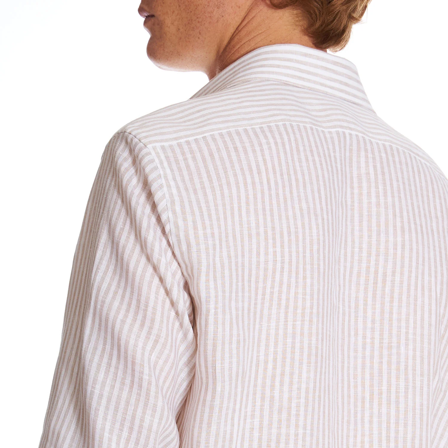 WHITE AND BEIGE LINEN SHIRT - Image 3