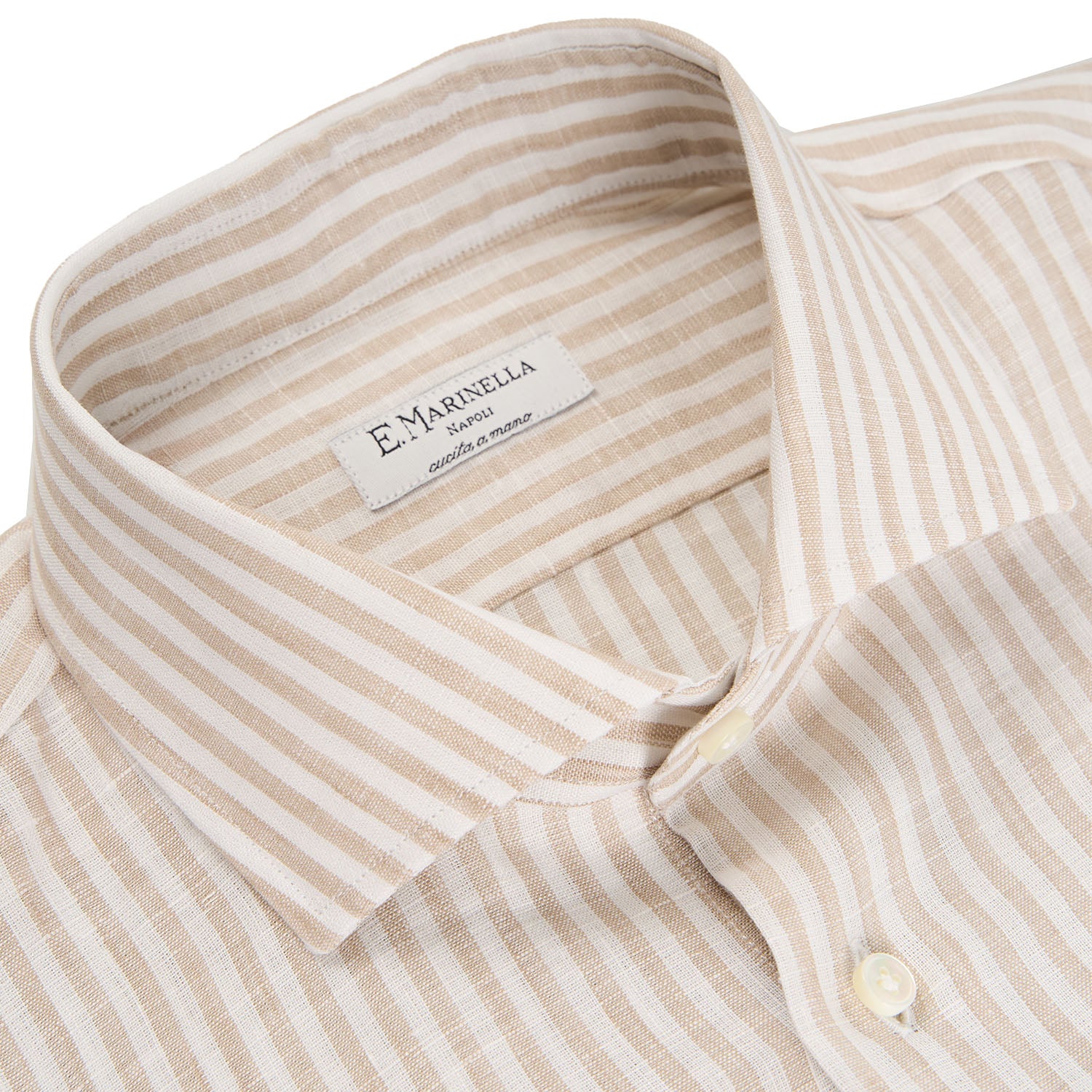 WHITE AND BEIGE LINEN SHIRT - Image 4