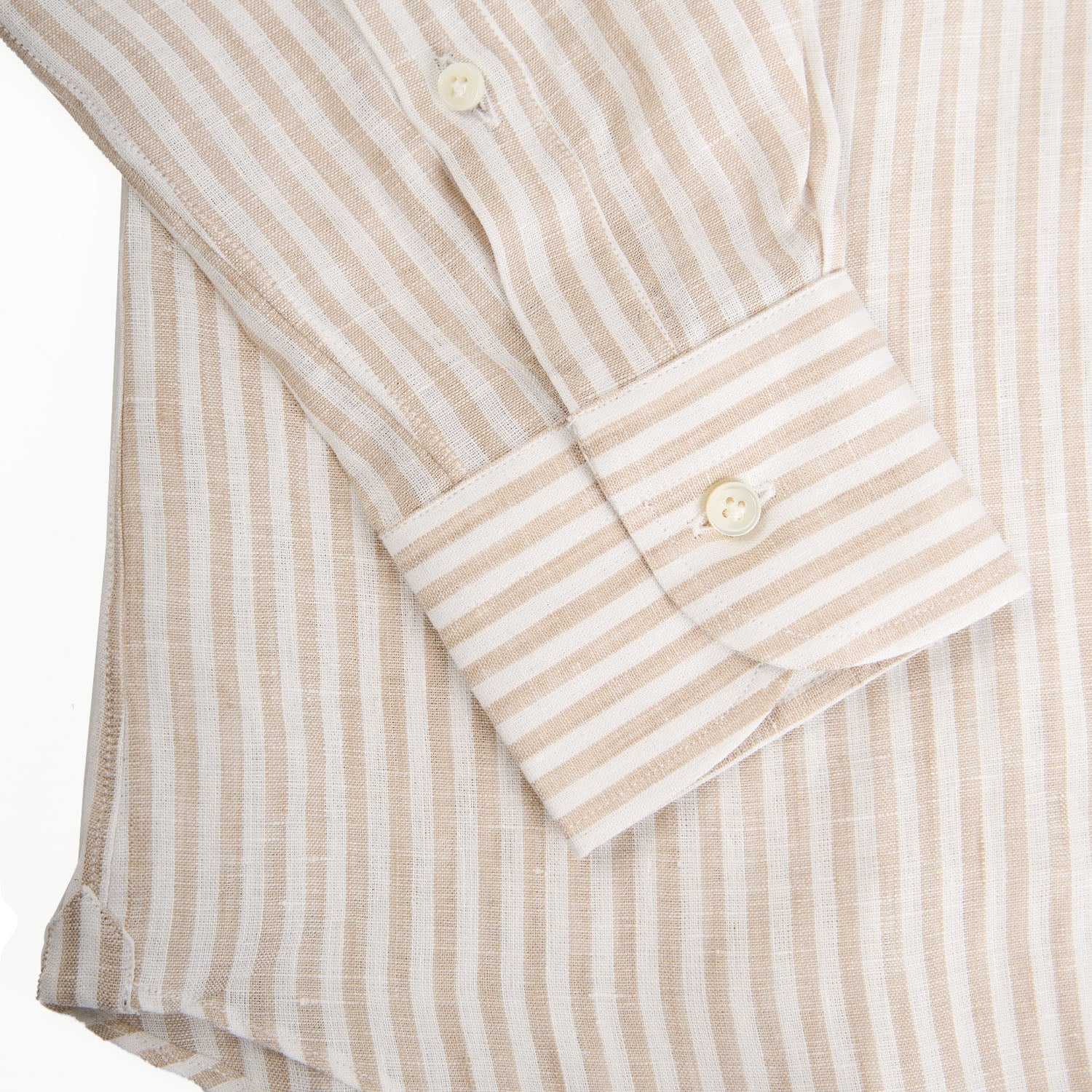 WHITE AND BEIGE LINEN SHIRT - Image 7