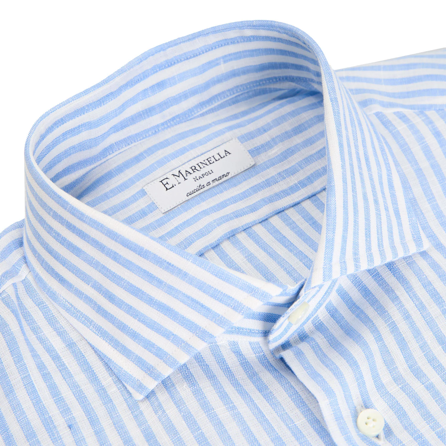 WHITE AND LIGHT BLUE LINEN SHIRT - Image 4