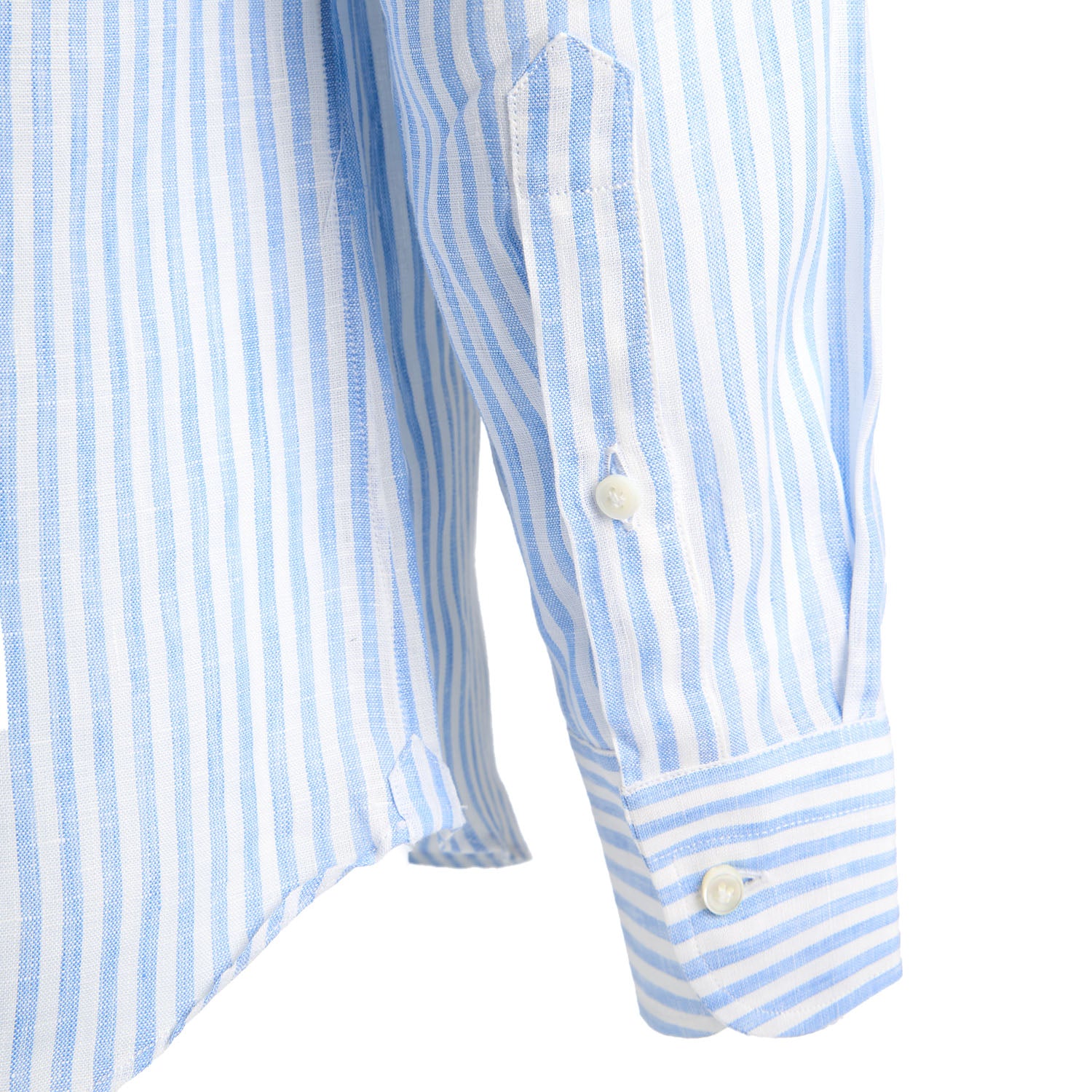 WHITE AND LIGHT BLUE LINEN SHIRT - Image 6