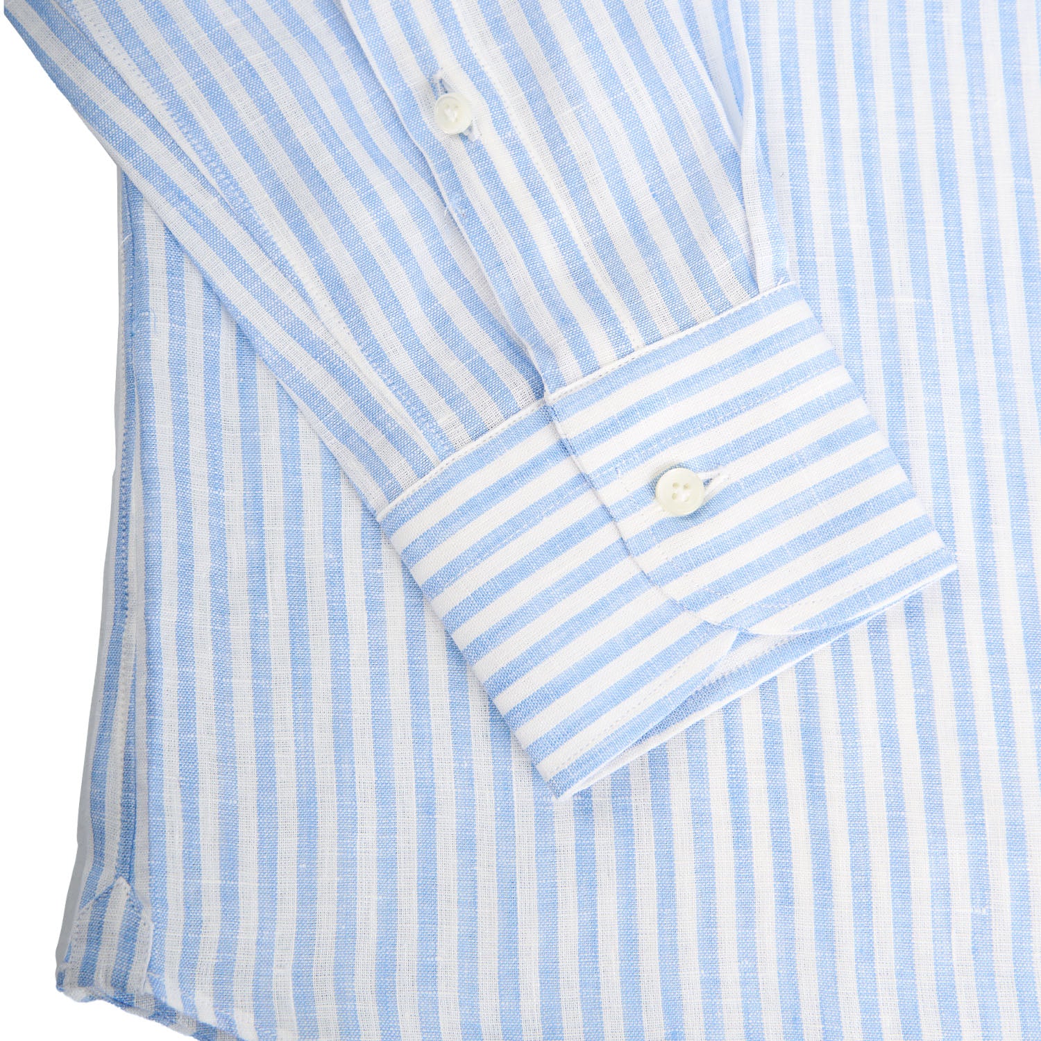 WHITE AND LIGHT BLUE LINEN SHIRT - Image 7