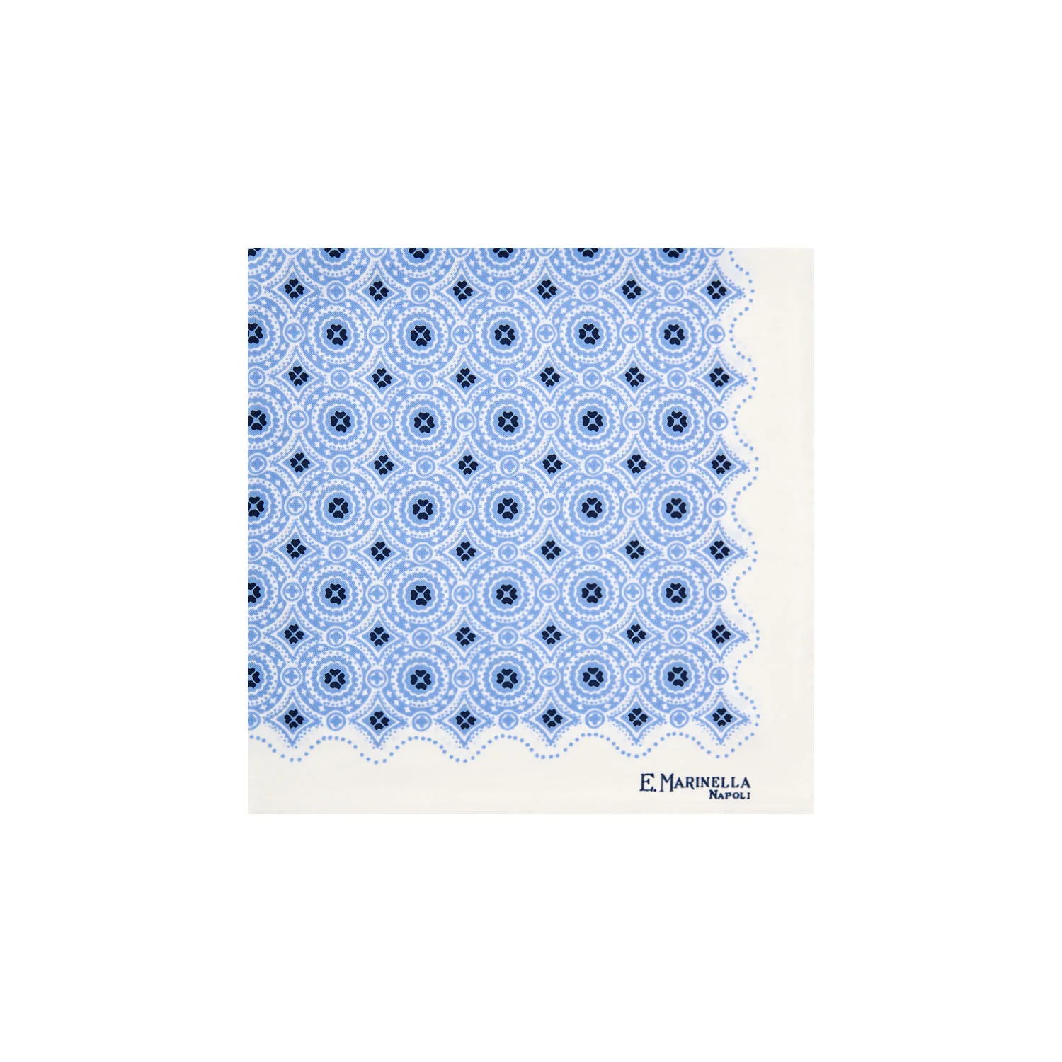 WHITE HAND-PRINTED SILK POCKET SQUARE - Image 2
