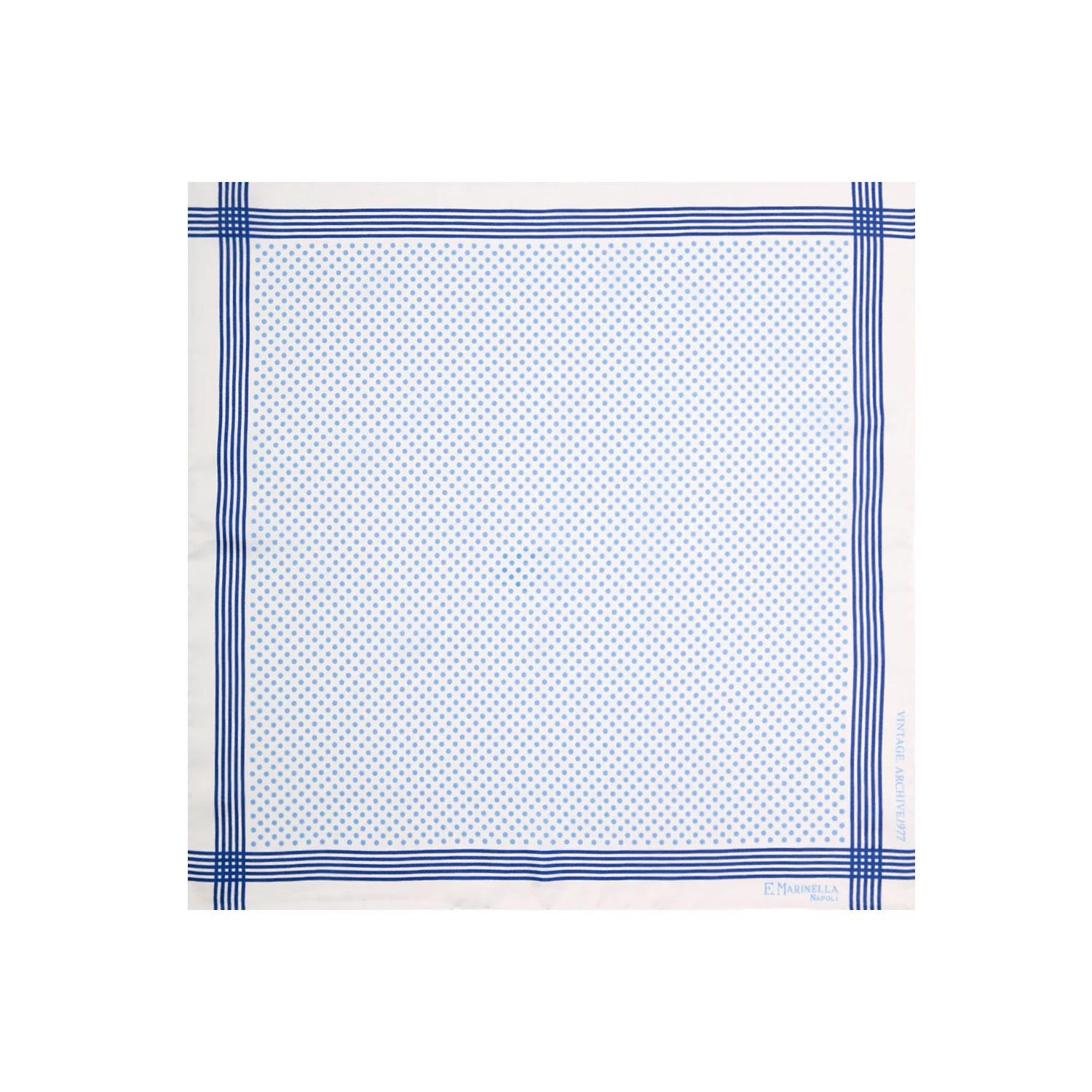 WHITE HAND-PRINTED SILK POCKET SQUARE