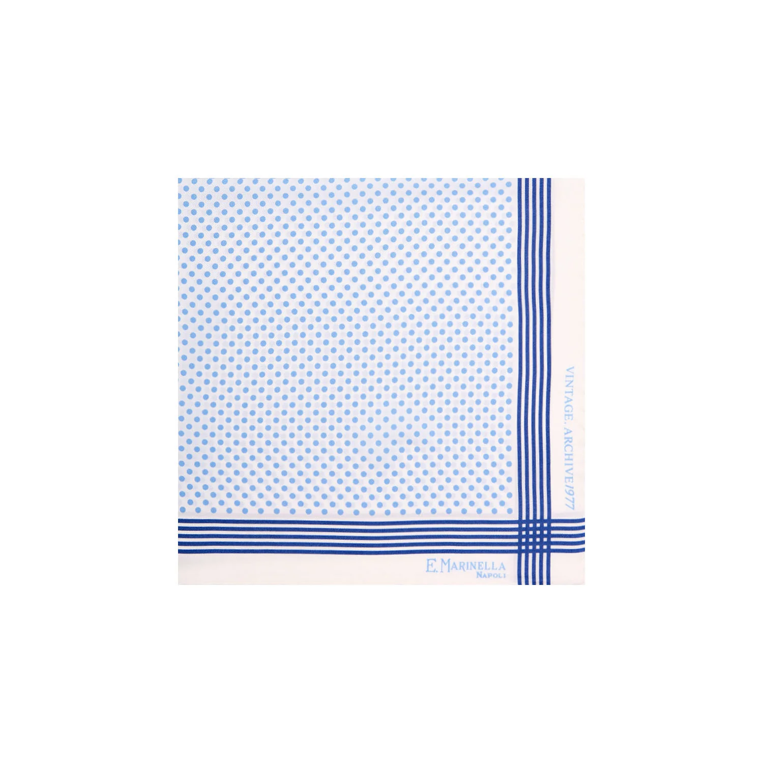 WHITE HAND-PRINTED SILK POCKET SQUARE - Image 2