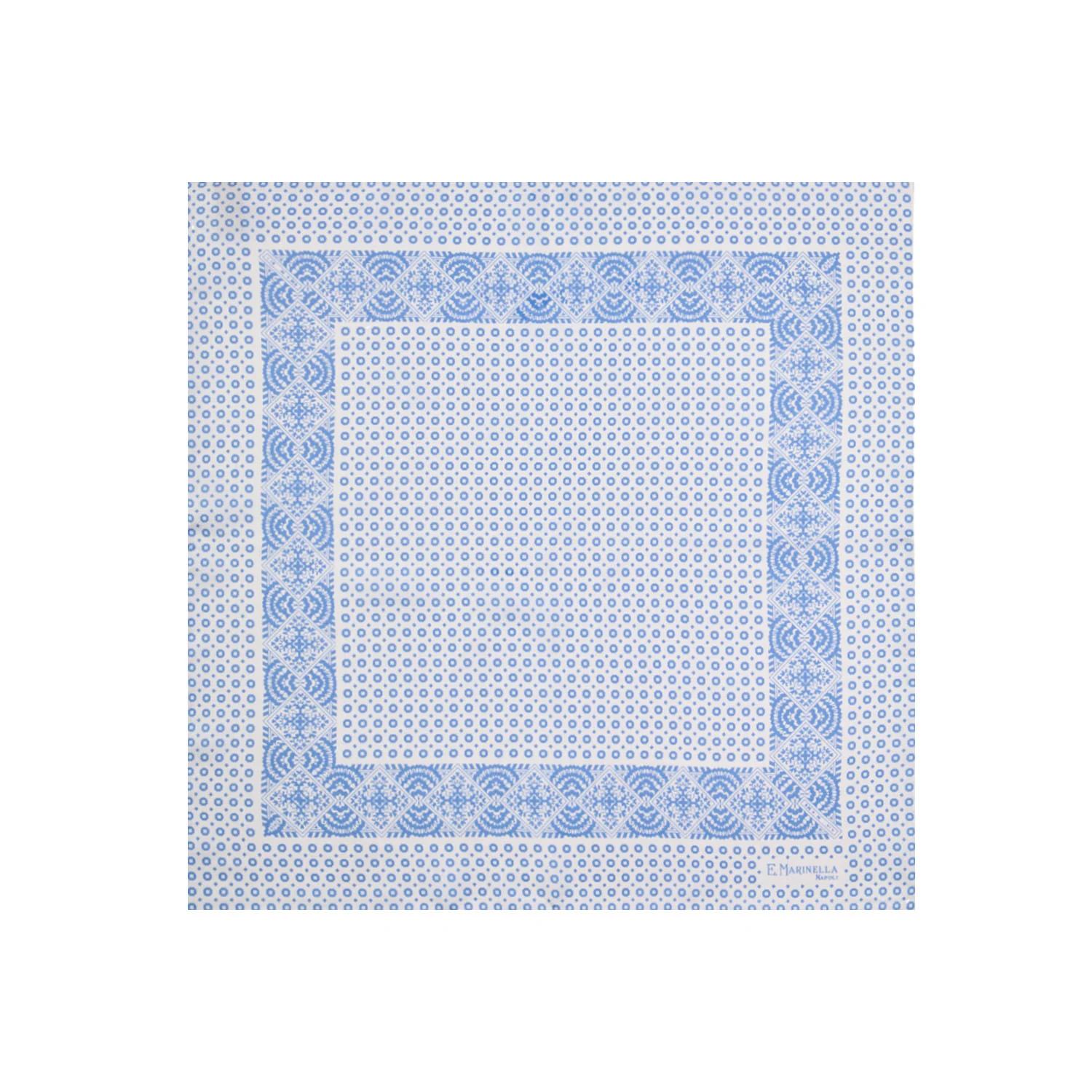 WHITE HAND-PRINTED SILK POCKET SQUARE