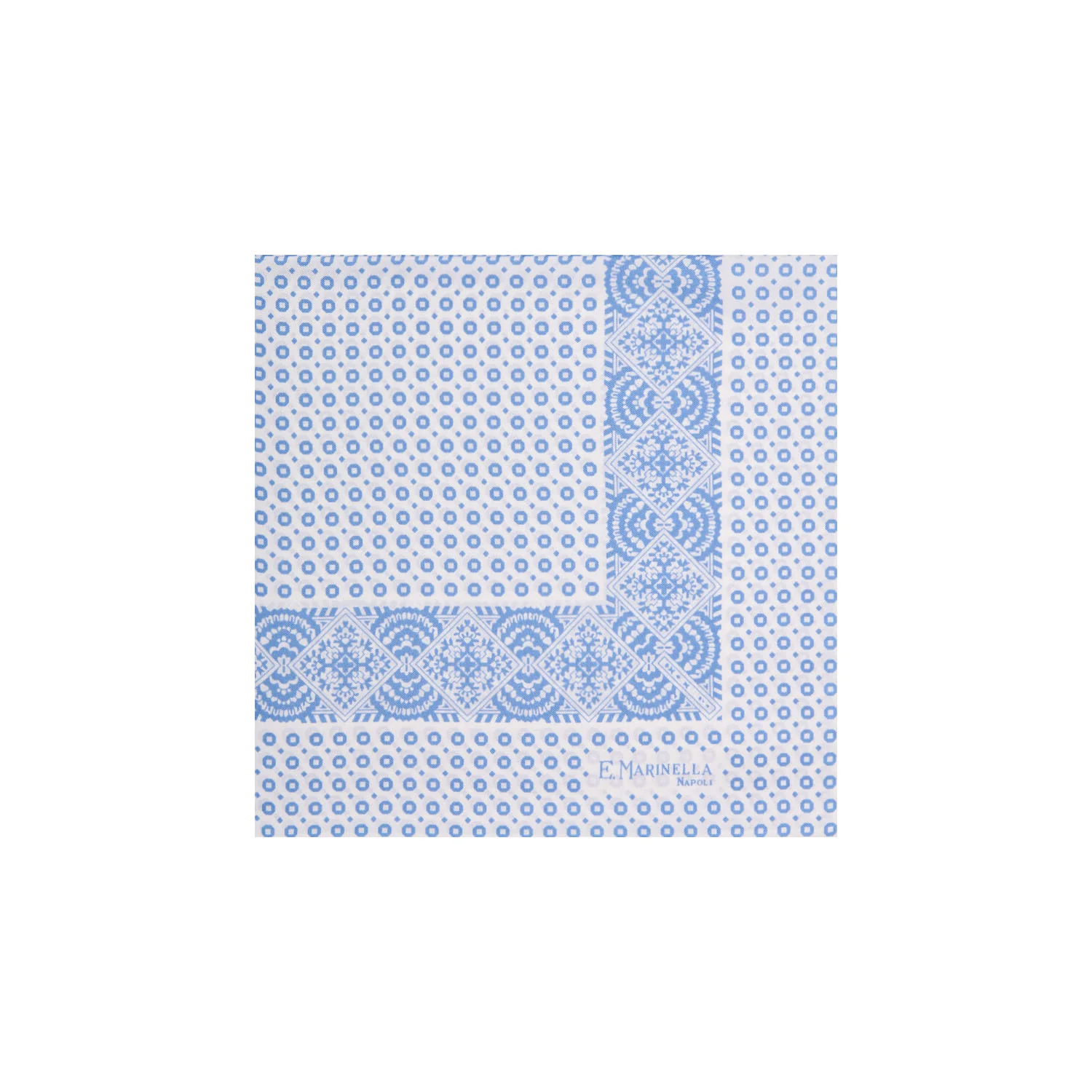 WHITE HAND-PRINTED SILK POCKET SQUARE - Image 2