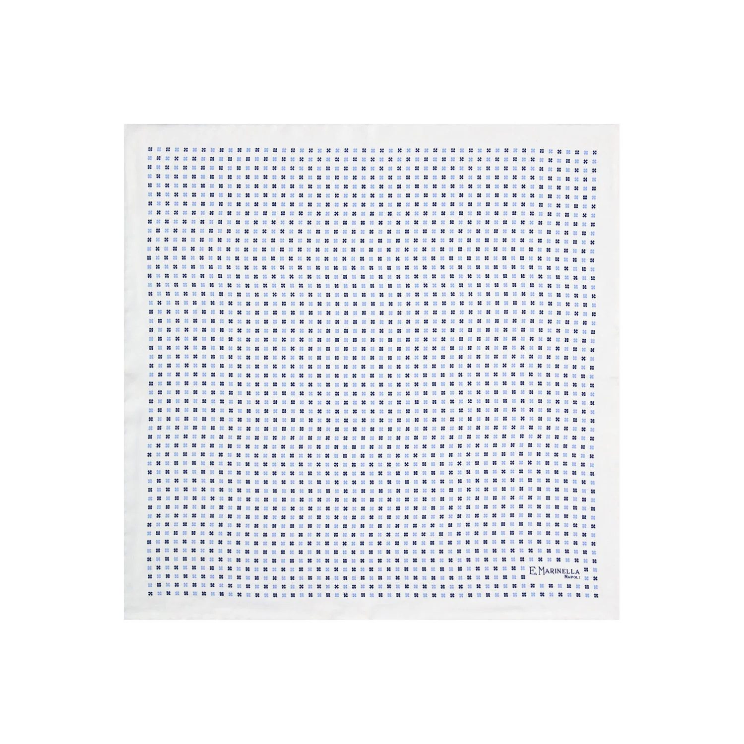 WHITE HAND-PRINTED SILK POCKET SQUARE