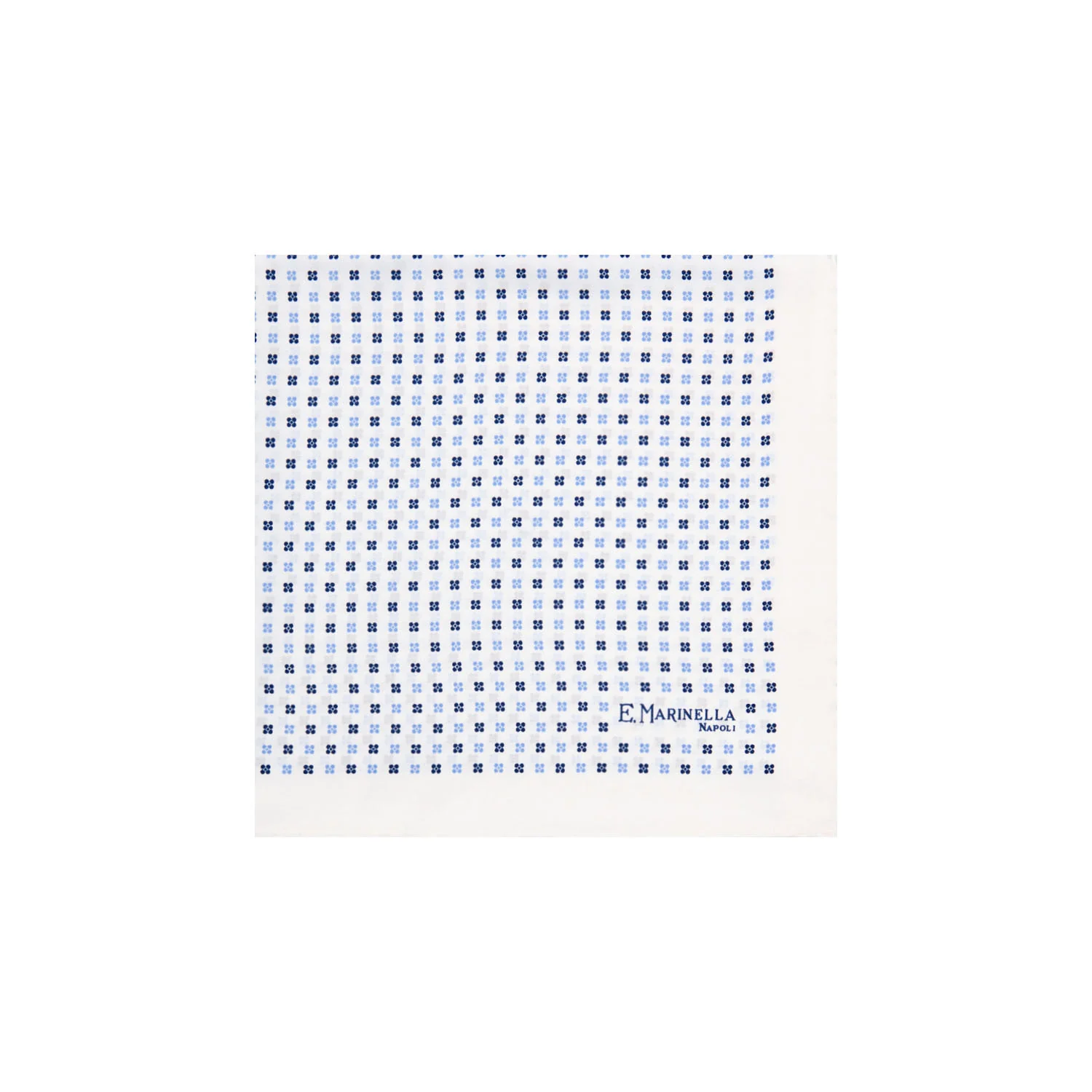 WHITE HAND-PRINTED SILK POCKET SQUARE - Image 2