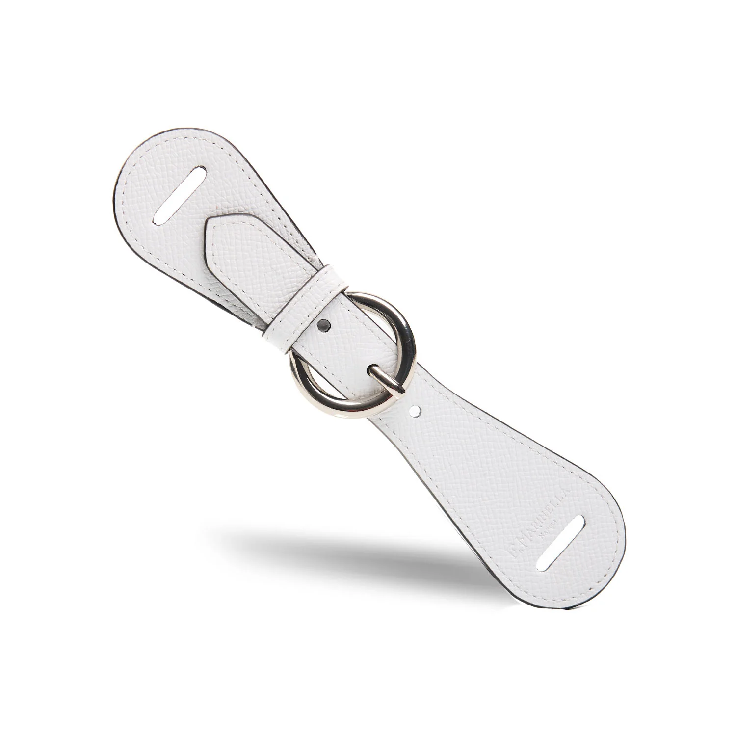 WHITE LEATHER SCARF-BUCKLE