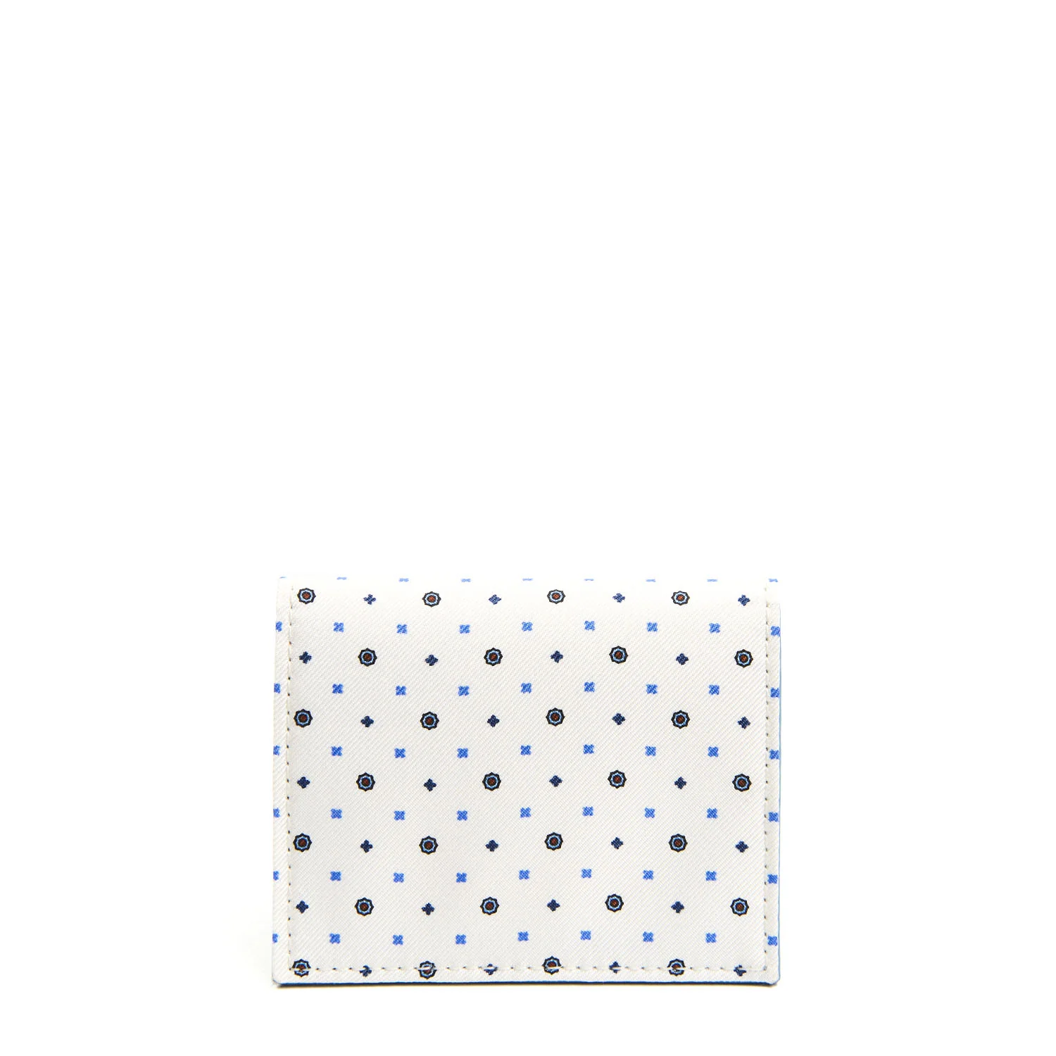 WHITE SILK AND LEATHER FOLDING CARD HOLDER