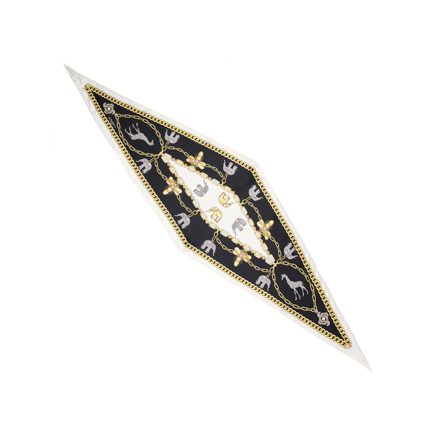 WHITE SILK DIAMOND SHAPE SCARF