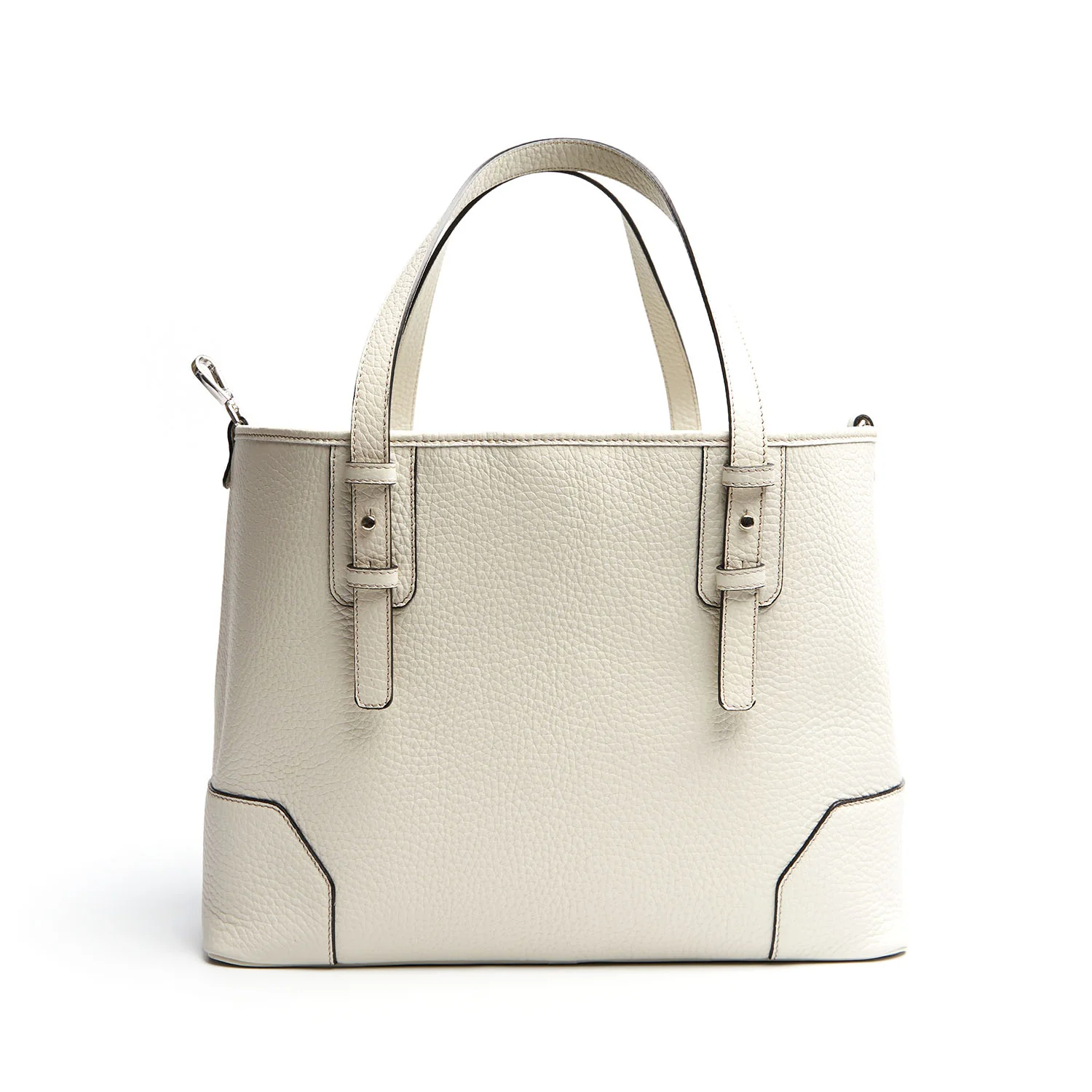 WHITE TEXTURED LEATHER TOTE BAG - Image 3