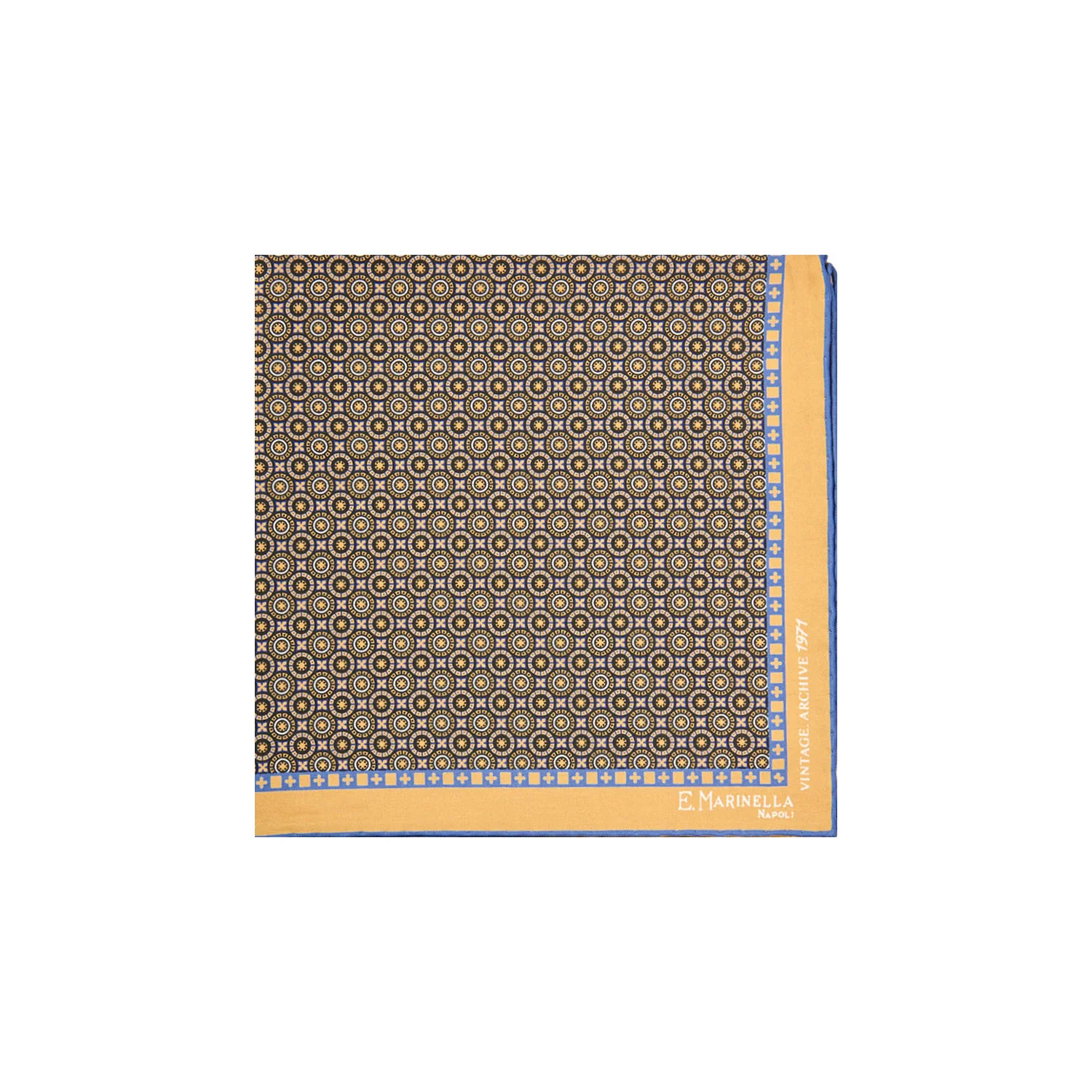 YELLOW HAND-PRINTED SILK POCKET SQUARE - Image 2