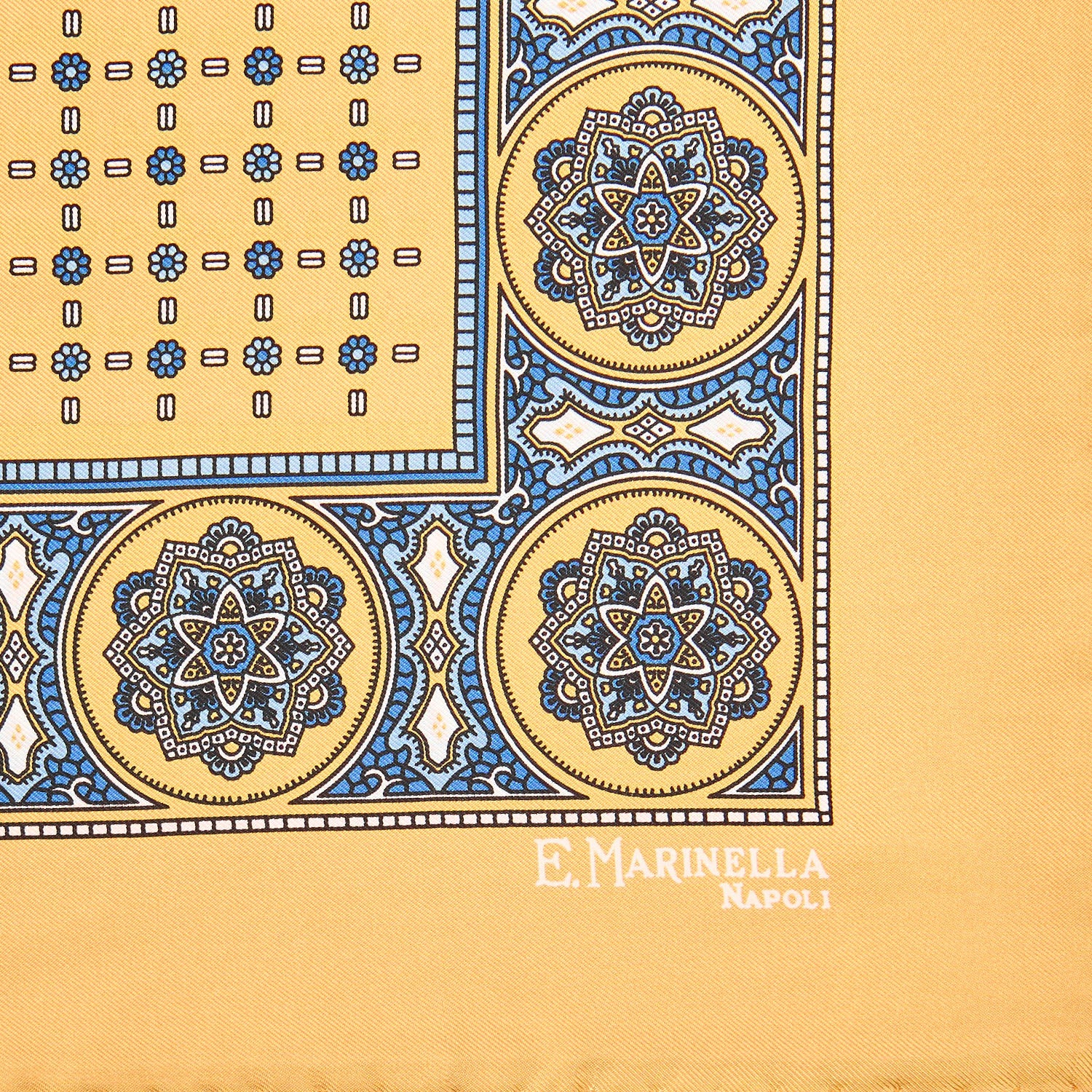 YELLOW HAND-PRINTED SILK POCKET SQUARE - Image 3