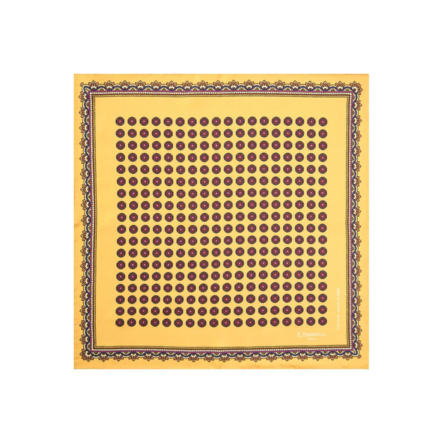 YELLOW HAND-PRINTED SILK POCKET SQUARE